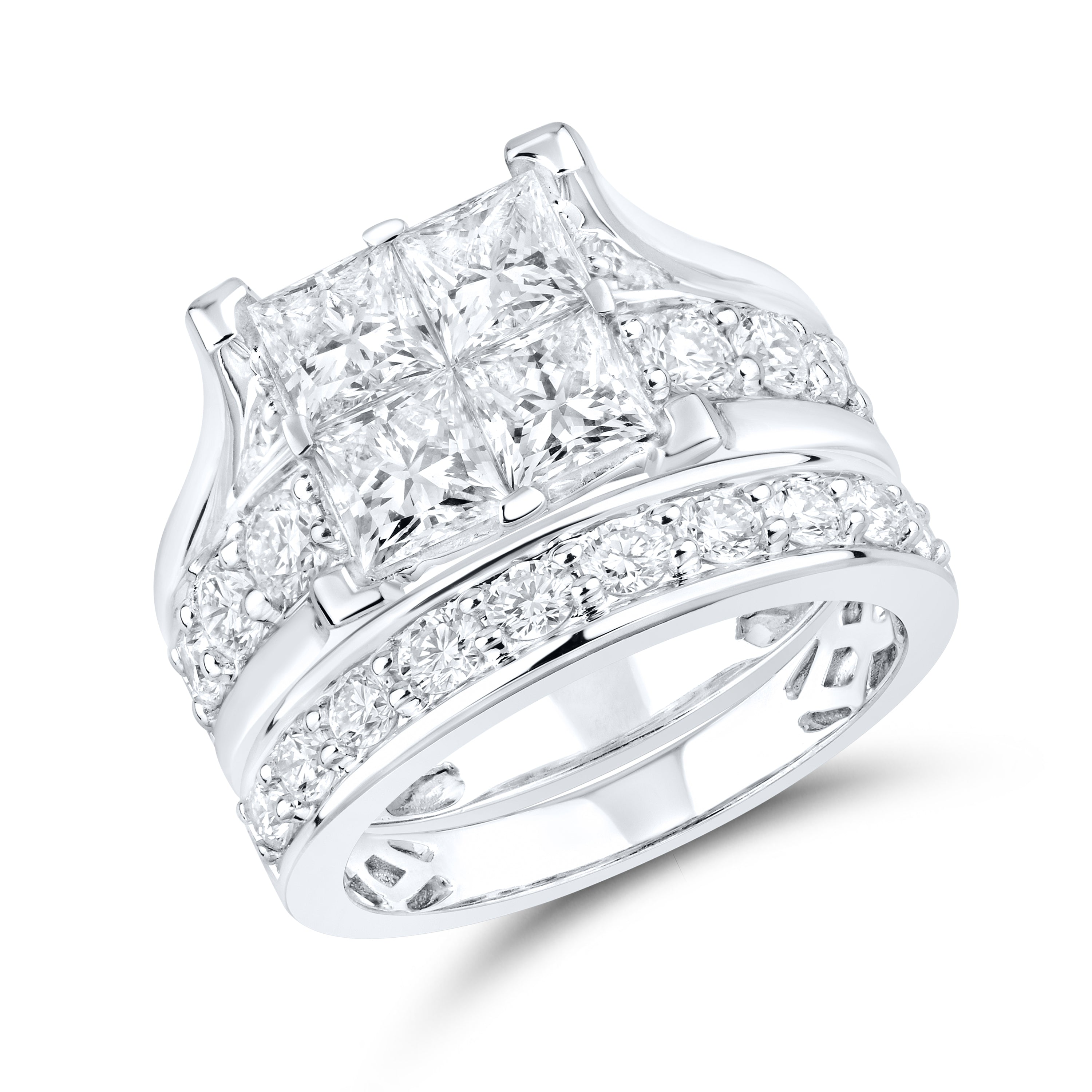 14kt White Gold 3.81 CTW Lab Diamond Bridal Ring Set