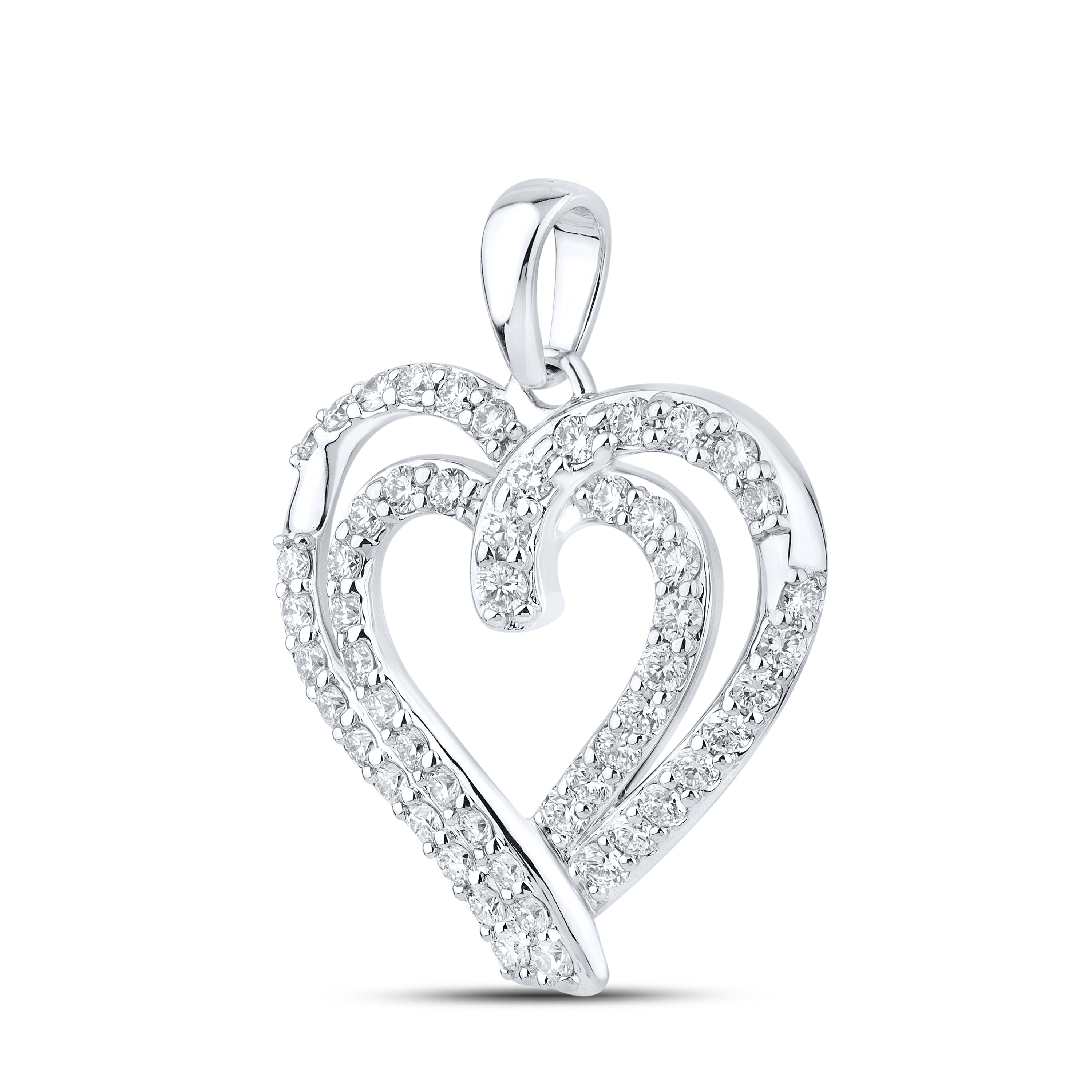 14k White Gold 1.44 CTW Lab Diamond Heart Pendant