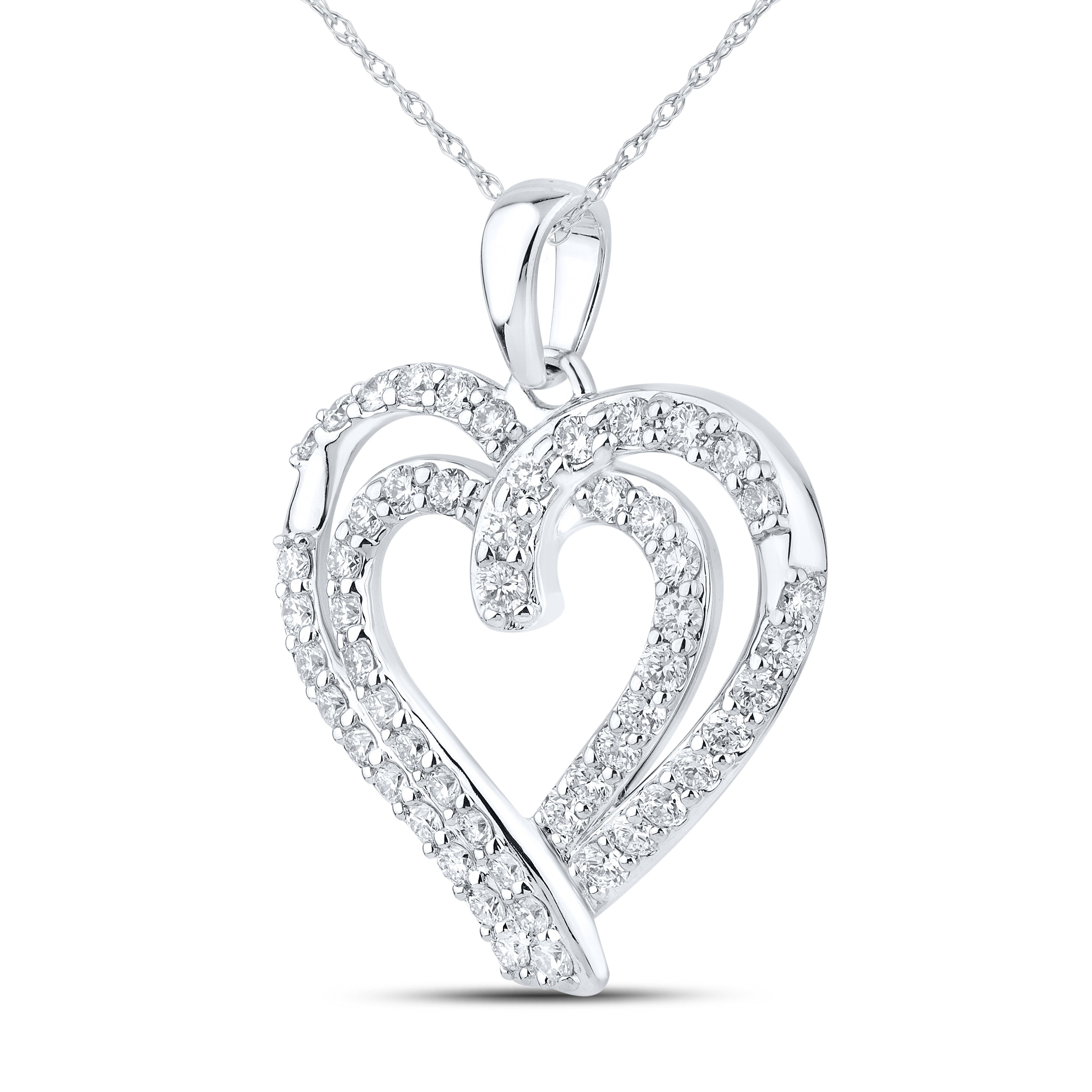 14k White Gold 1.44 CTW Lab Diamond Heart Pendant