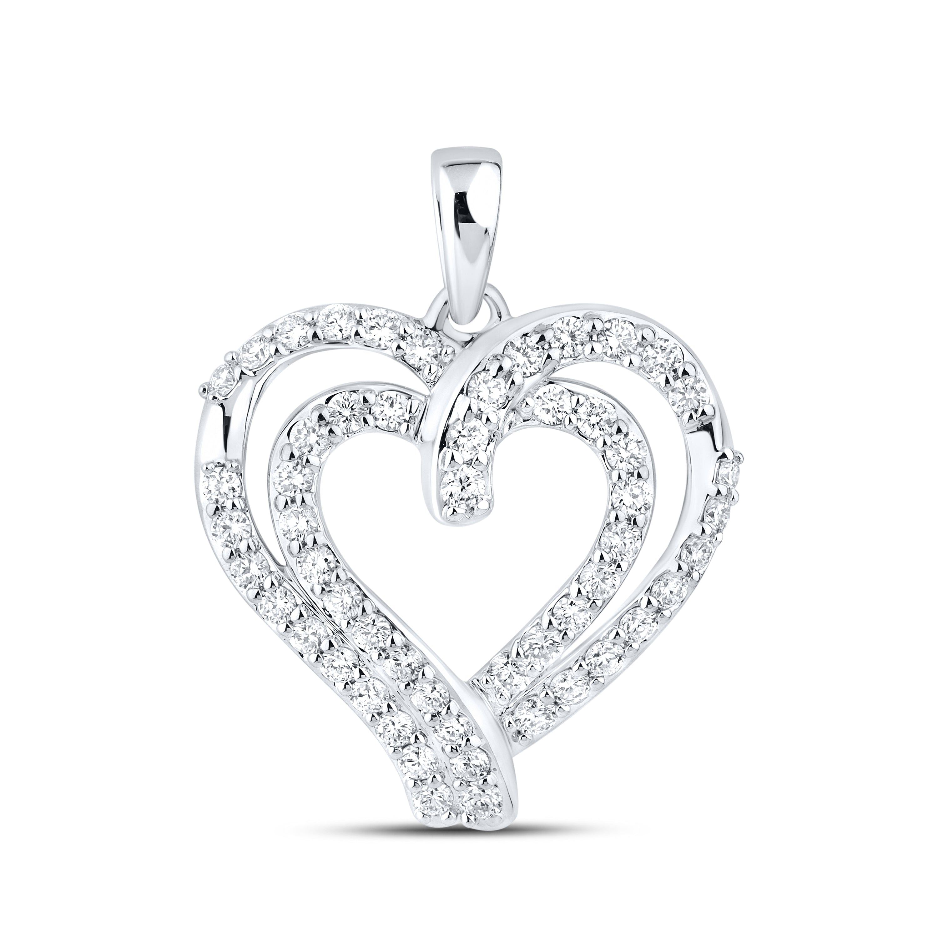 14k White Gold 1.44 CTW Lab Diamond Heart Pendant