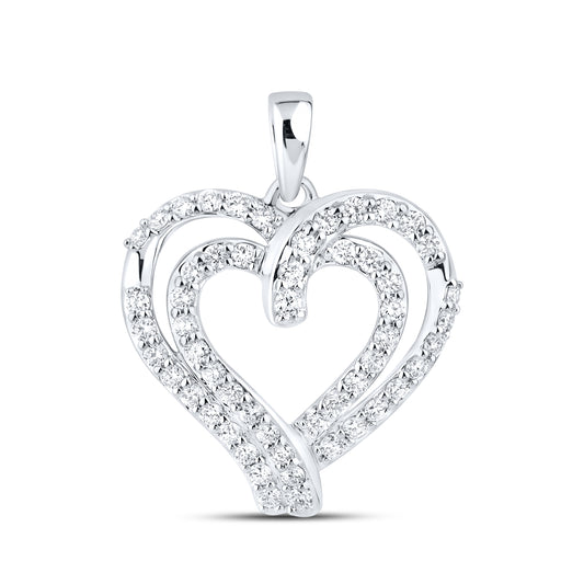 14k White Gold 1.44 CTW Lab Diamond Heart Pendant