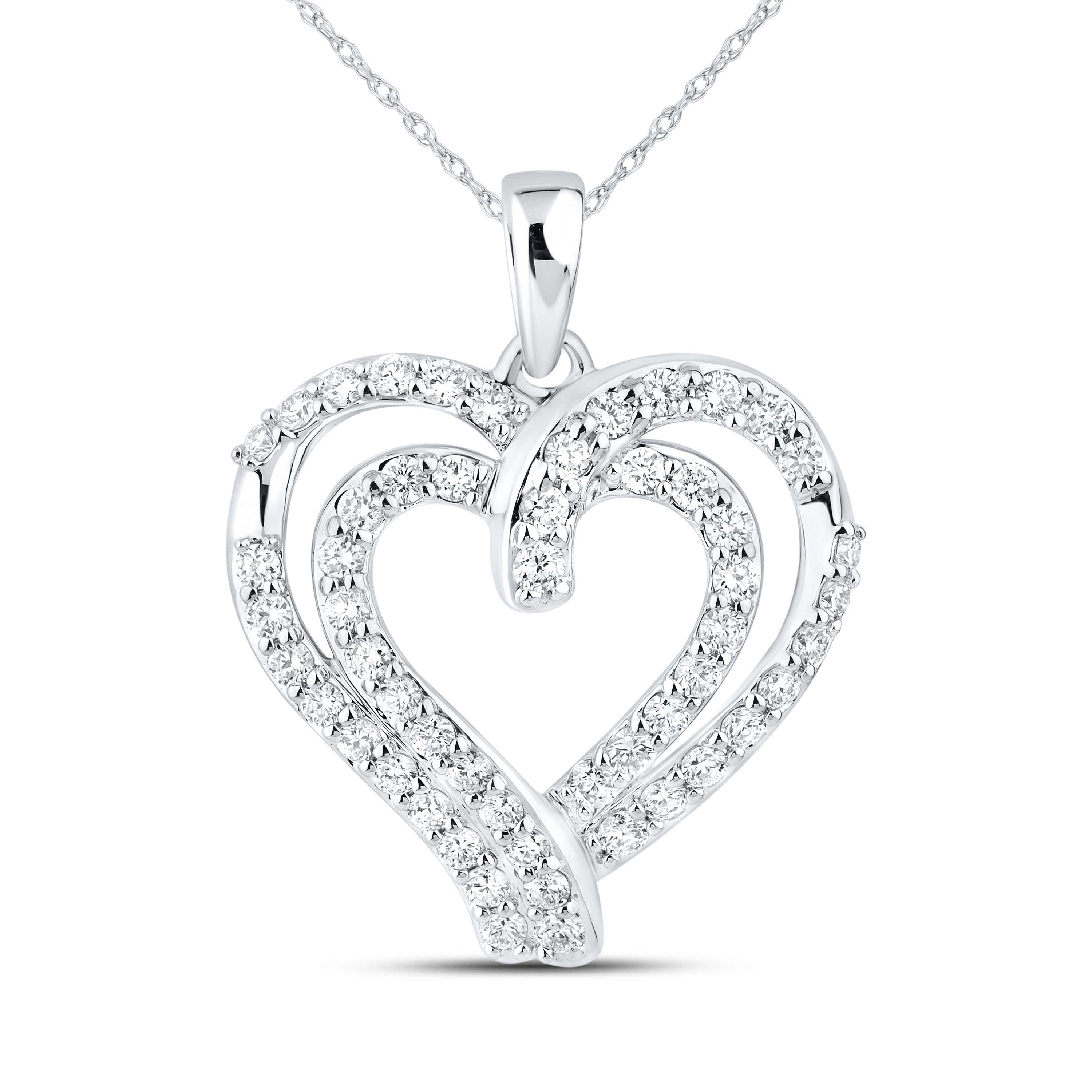 14k White Gold 1.44 CTW Lab Diamond Heart Pendant