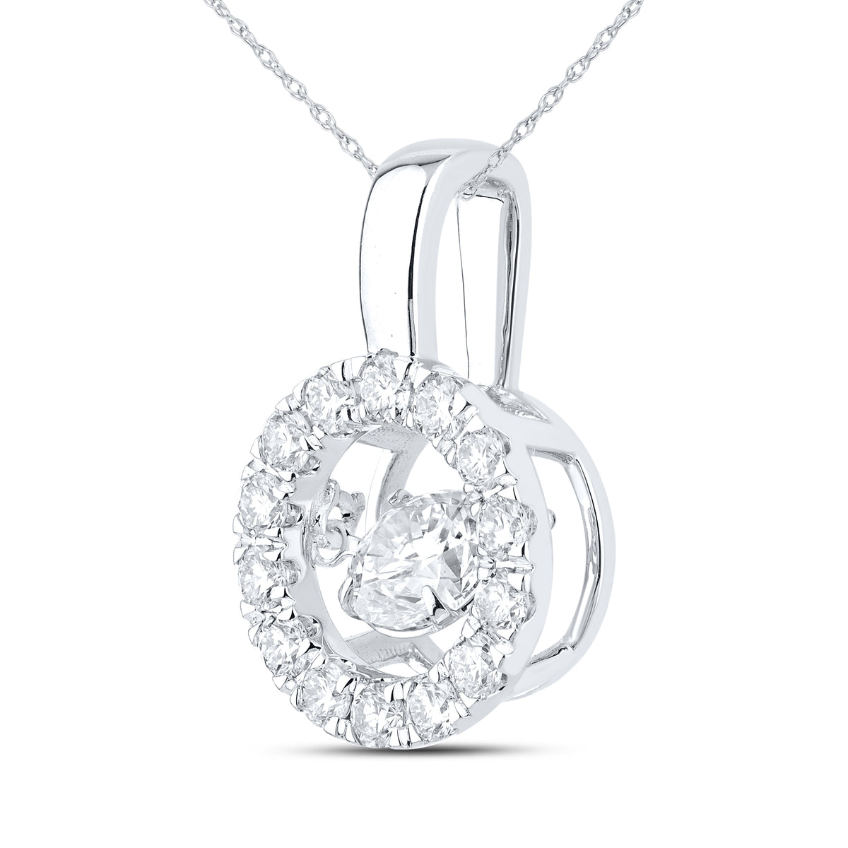 14K WHITE GOLD 1.54 CTW DANCING DIAMOND NECKLACE