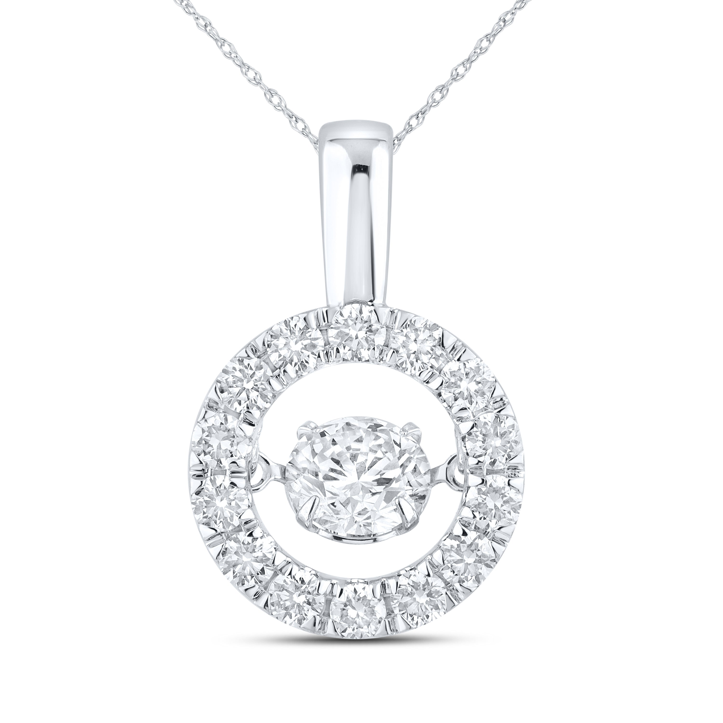 14K WHITE GOLD 1.54 CTW DANCING DIAMOND NECKLACE