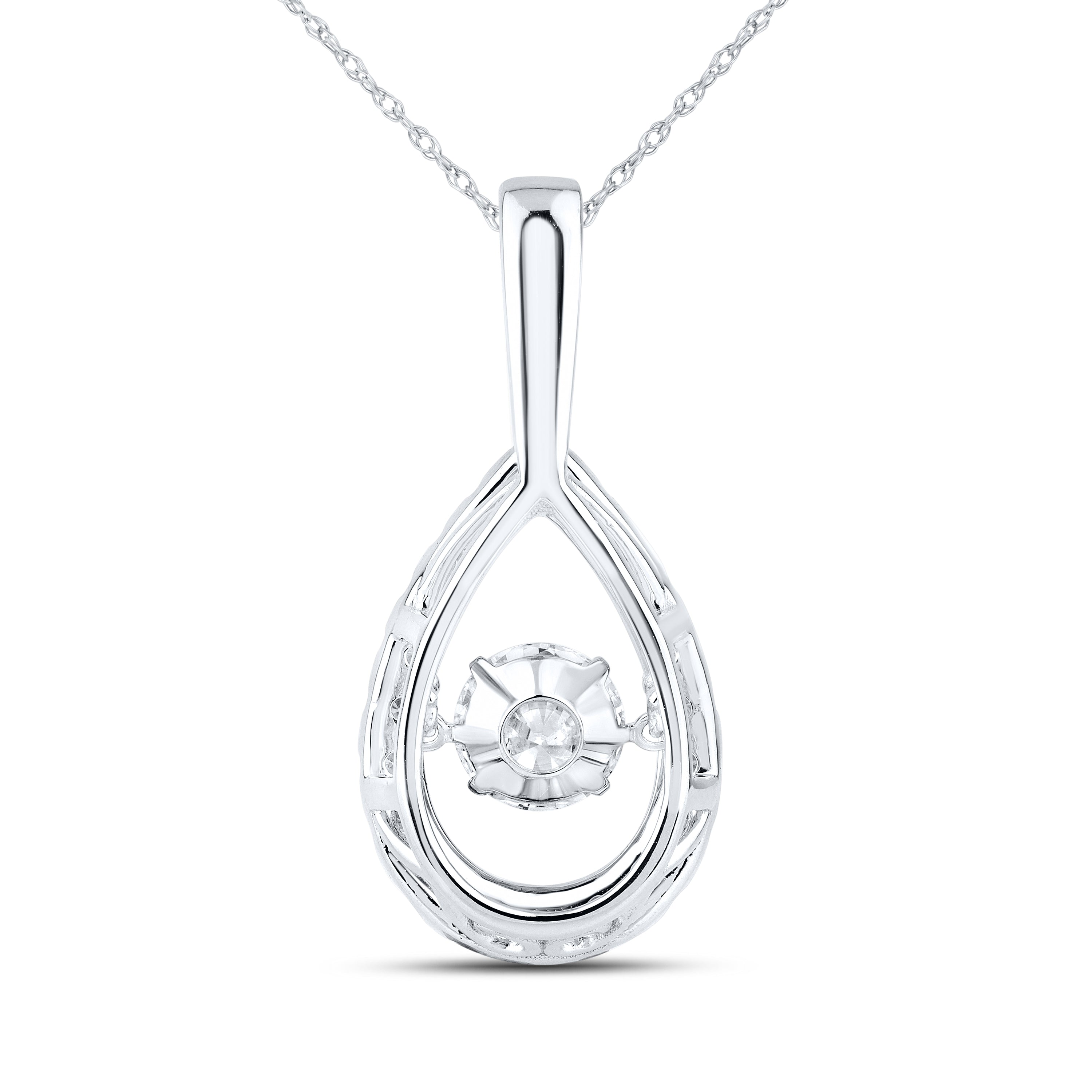 14K WHITE GOLD 1.50 CTW DANCING DIAMOND NECKLACE