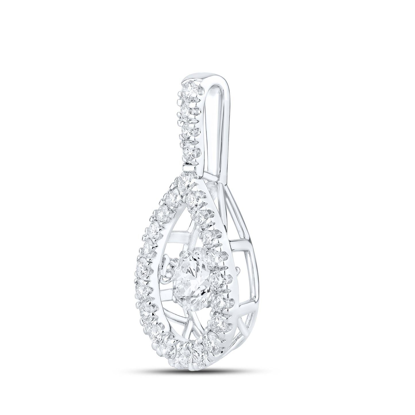 14K WHITE GOLD 1.50 CTW DANCING DIAMOND NECKLACE