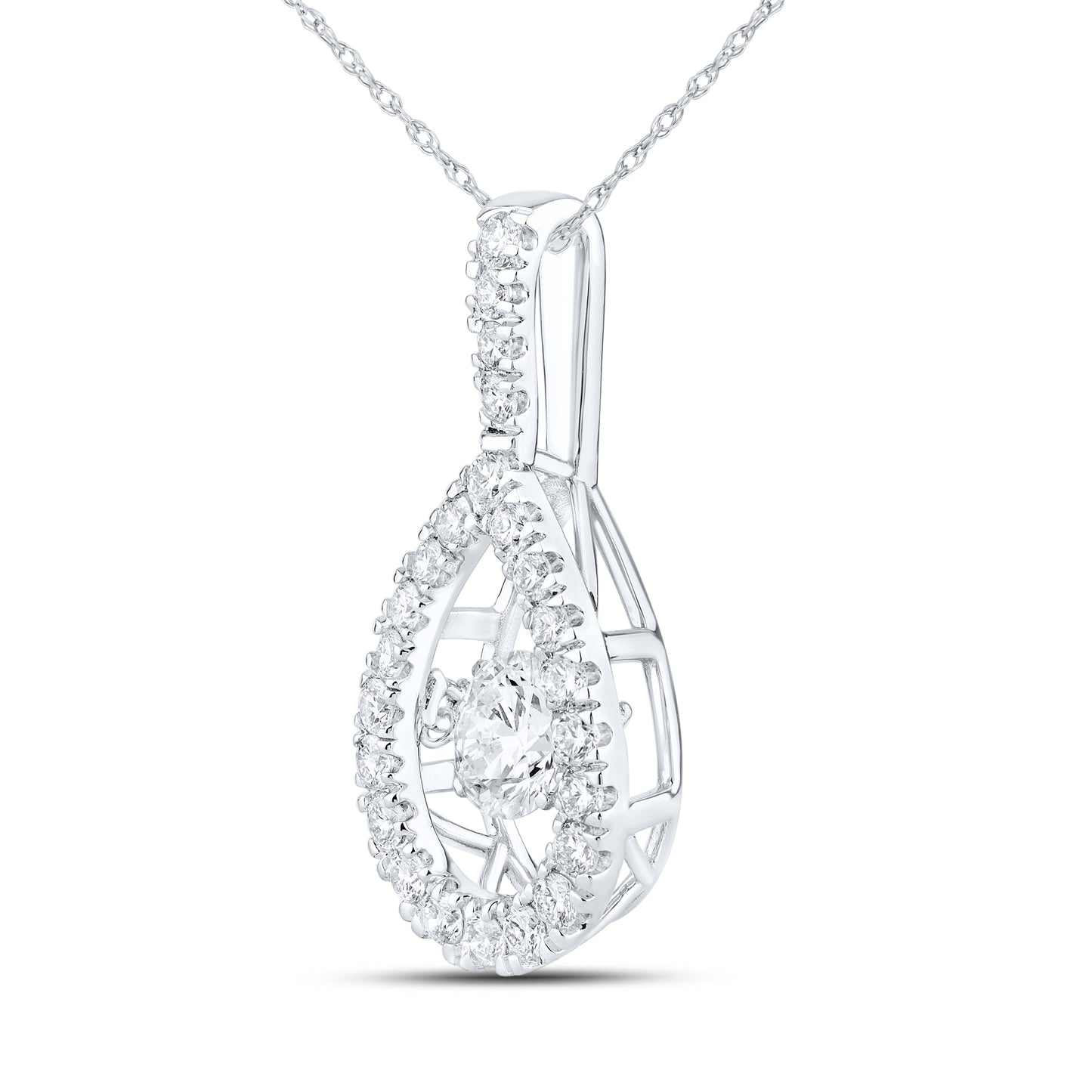 14K WHITE GOLD 1.50 CTW DANCING DIAMOND NECKLACE
