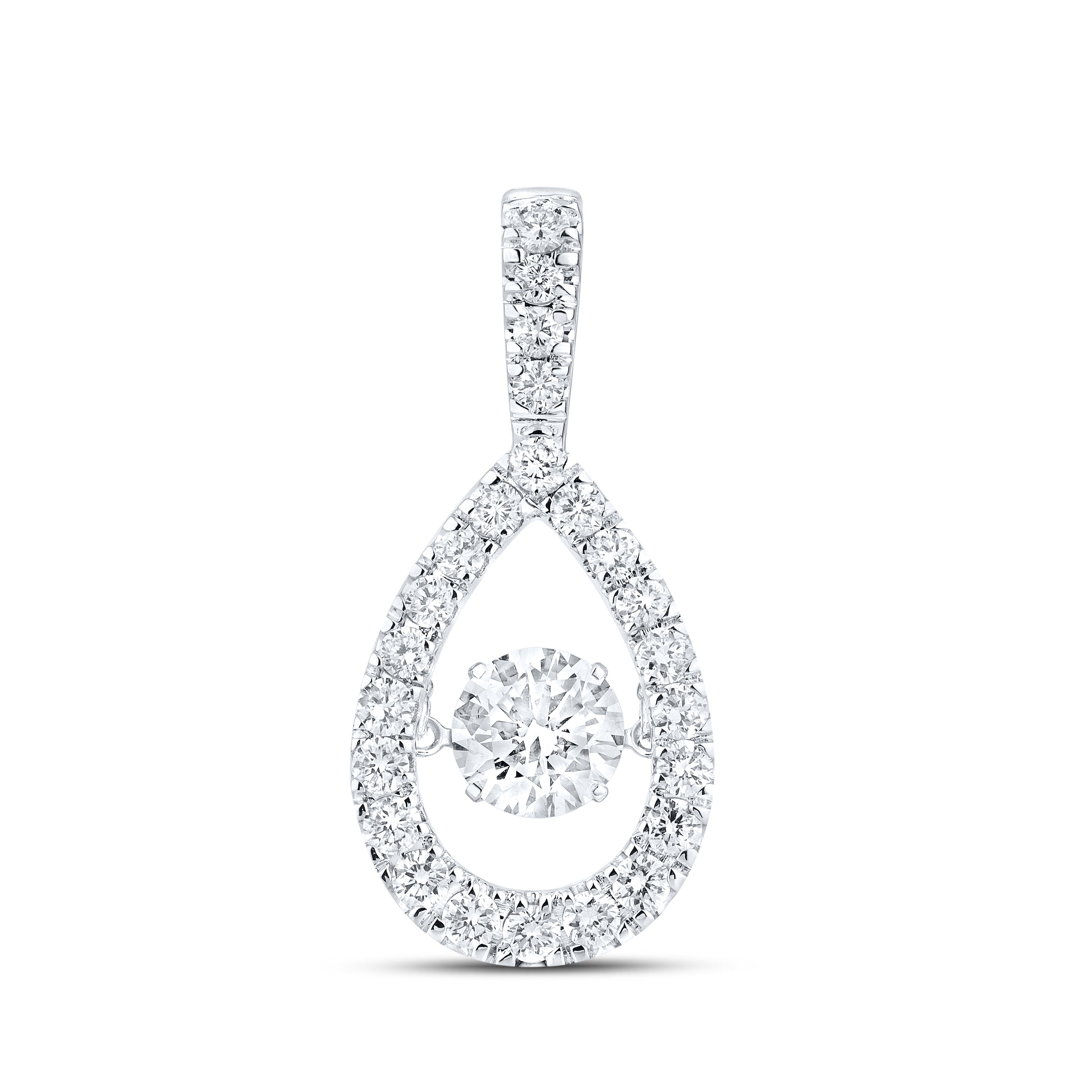 14K WHITE GOLD 1.50 CTW DANCING DIAMOND NECKLACE