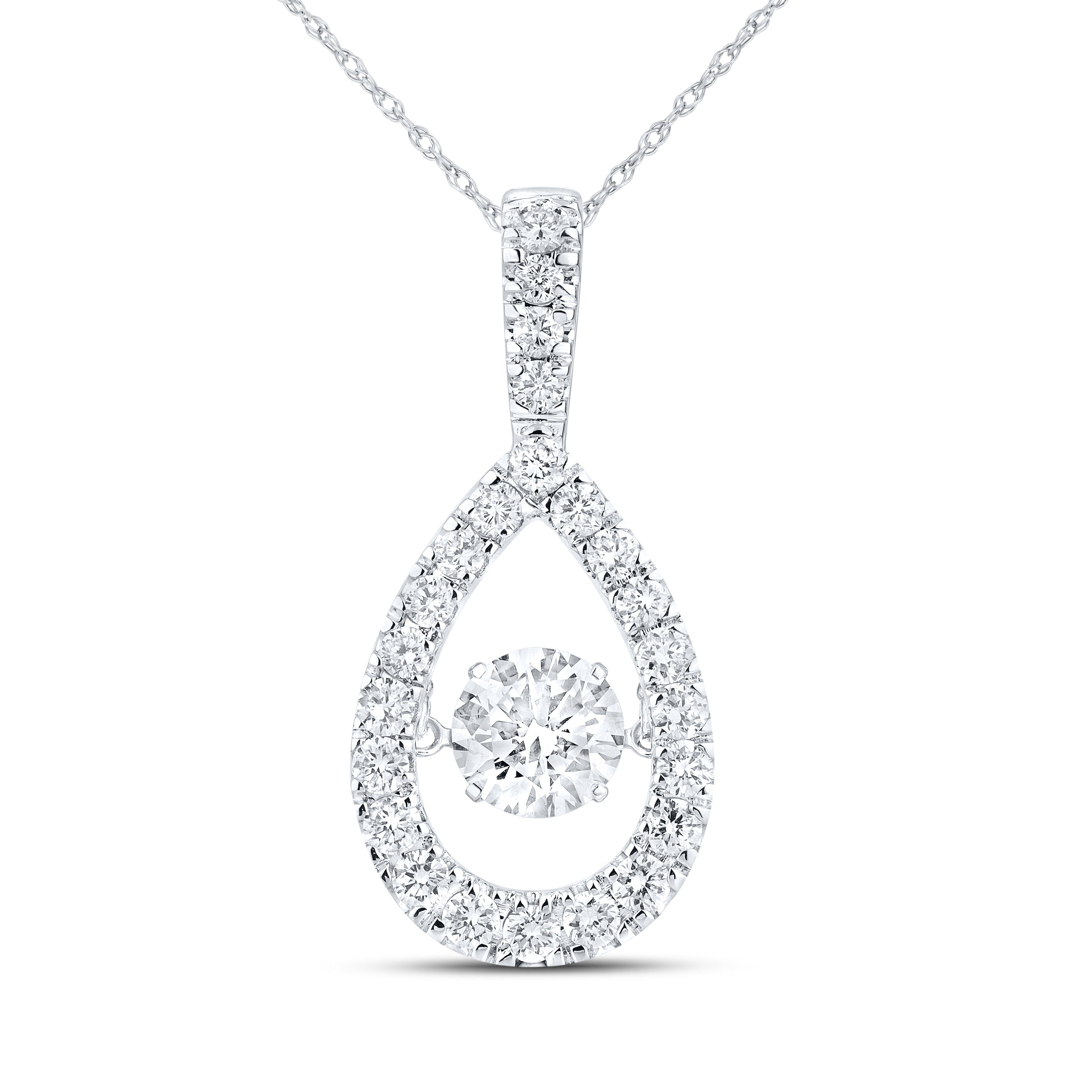 14K WHITE GOLD 1.50 CTW DANCING DIAMOND NECKLACE