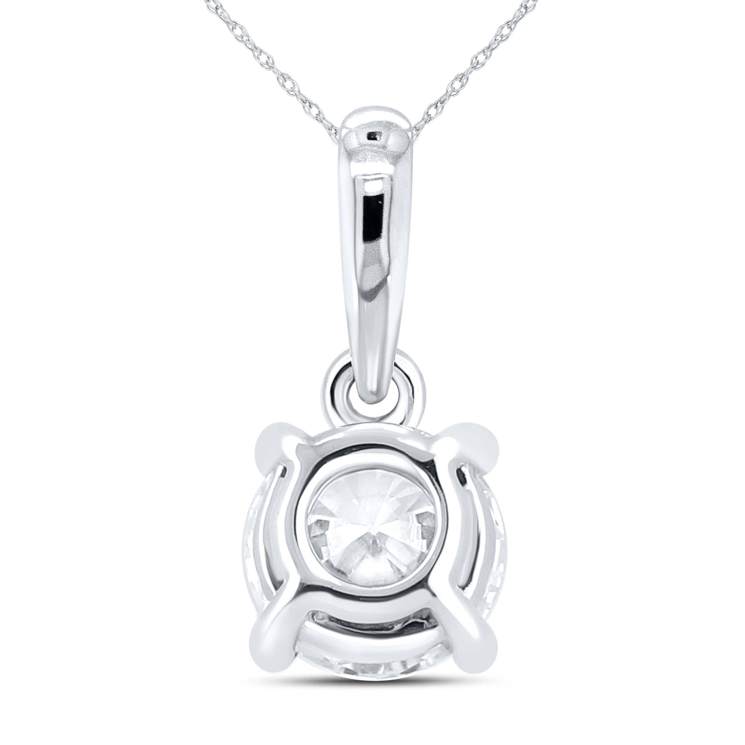 14kt White Gold 0.63 CTW Round Shape Lab diamond Pendant