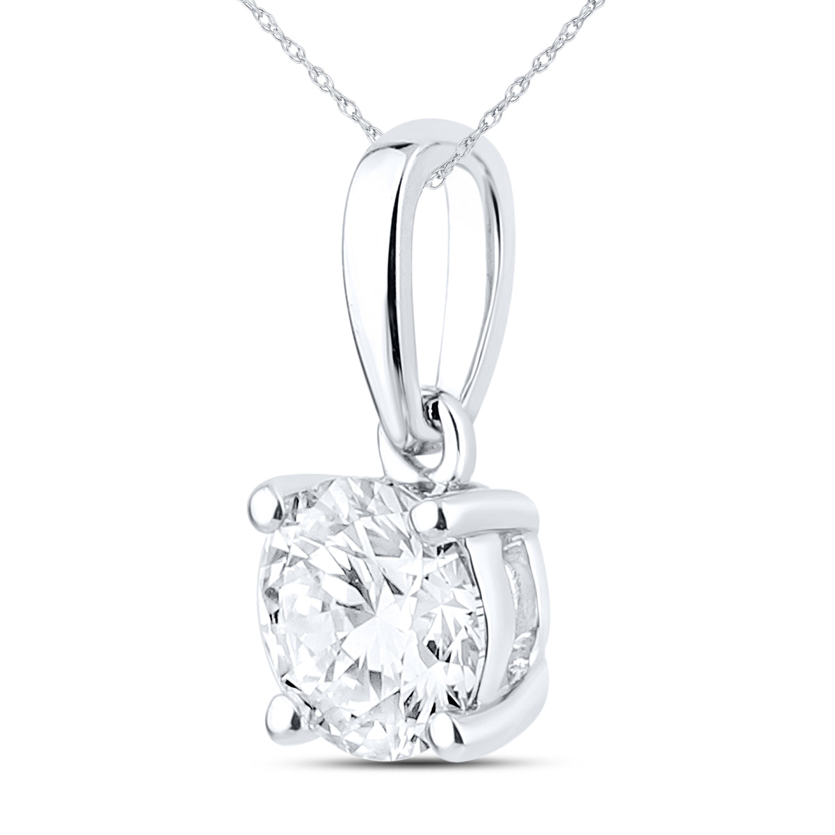 14kt White Gold 0.63 CTW Round Shape Lab diamond Pendant