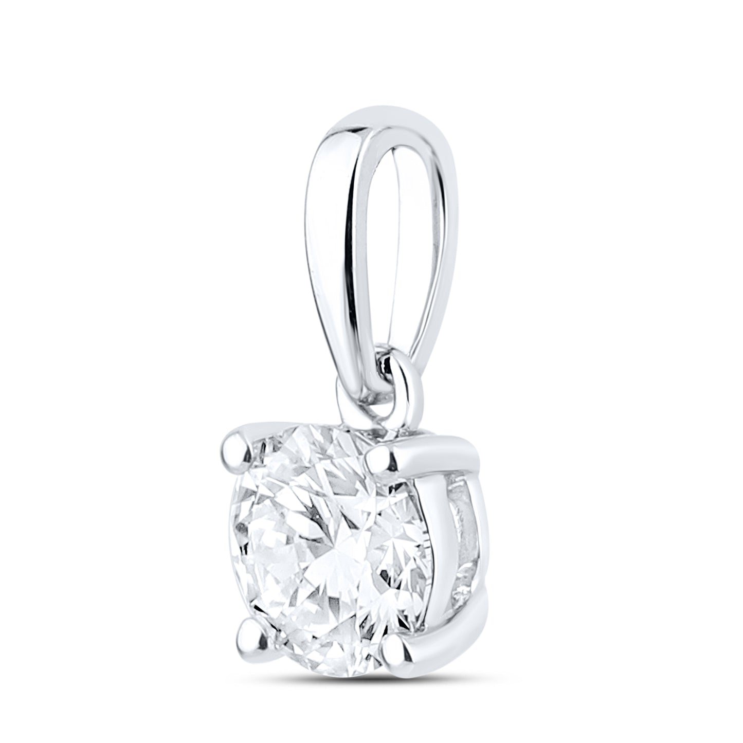 14kt White Gold 0.63 CTW Round Shape Lab diamond Pendant