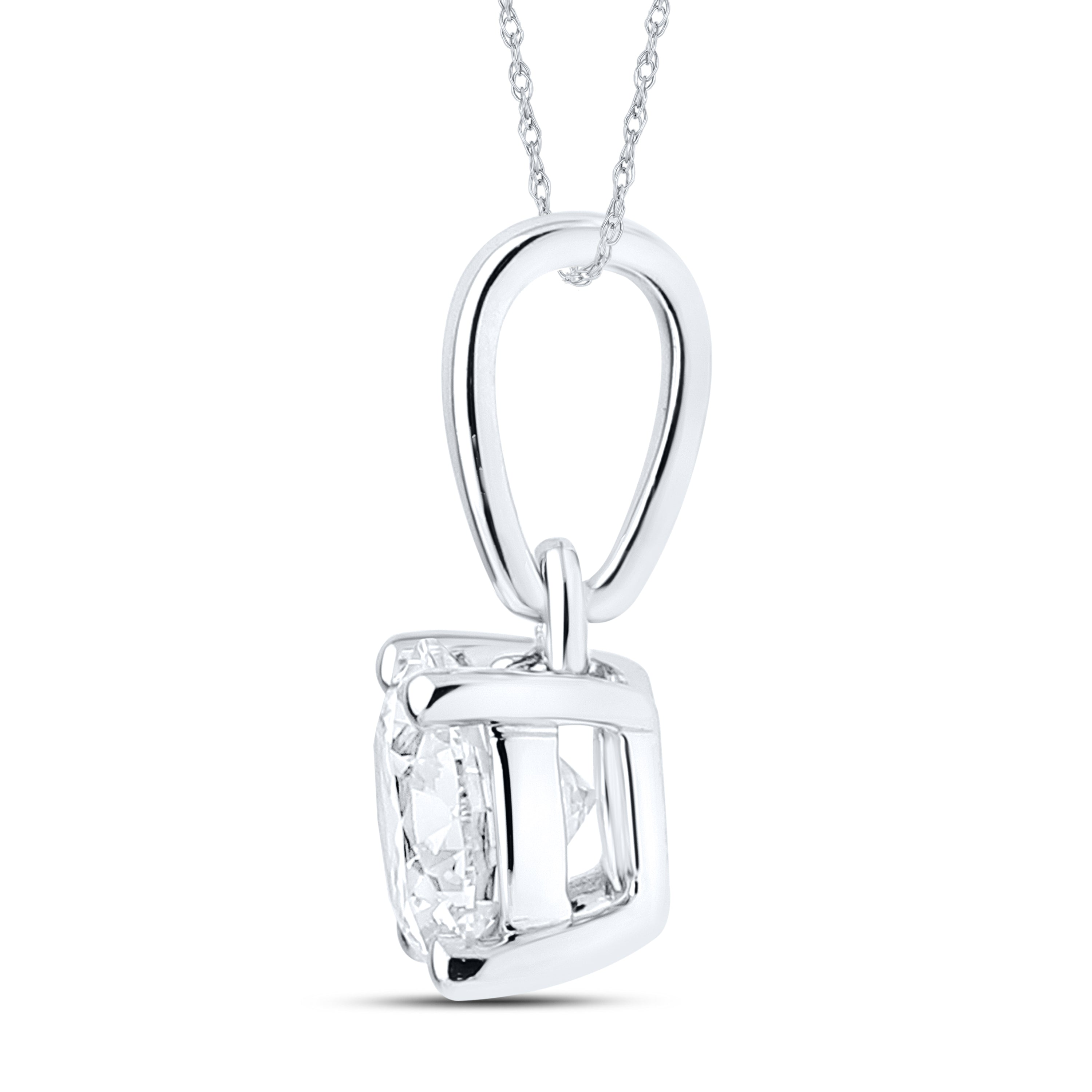 14kt White Gold 0.63 CTW Round Shape Lab diamond Pendant