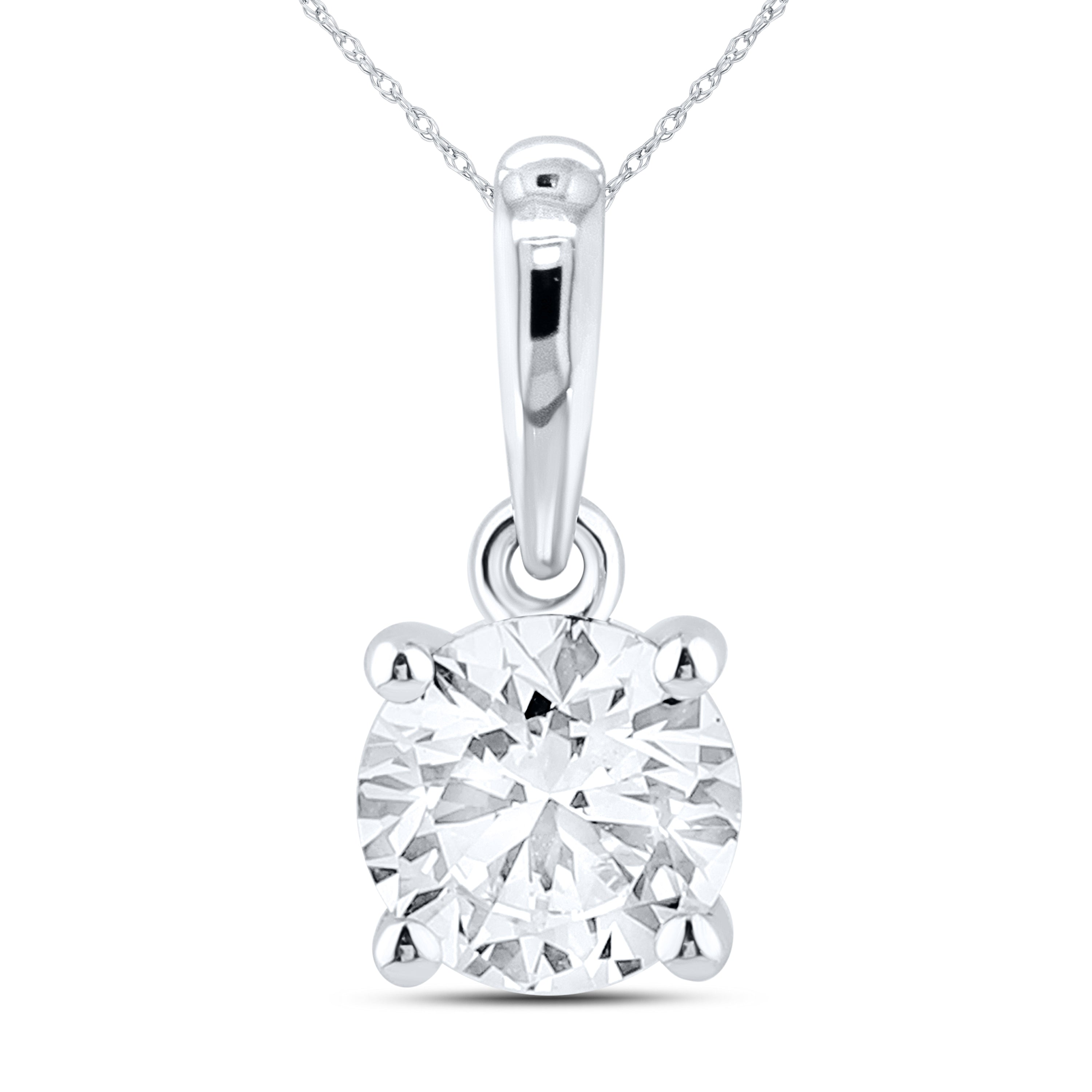 14kt White Gold 0.63 CTW Round Shape Lab diamond Pendant
