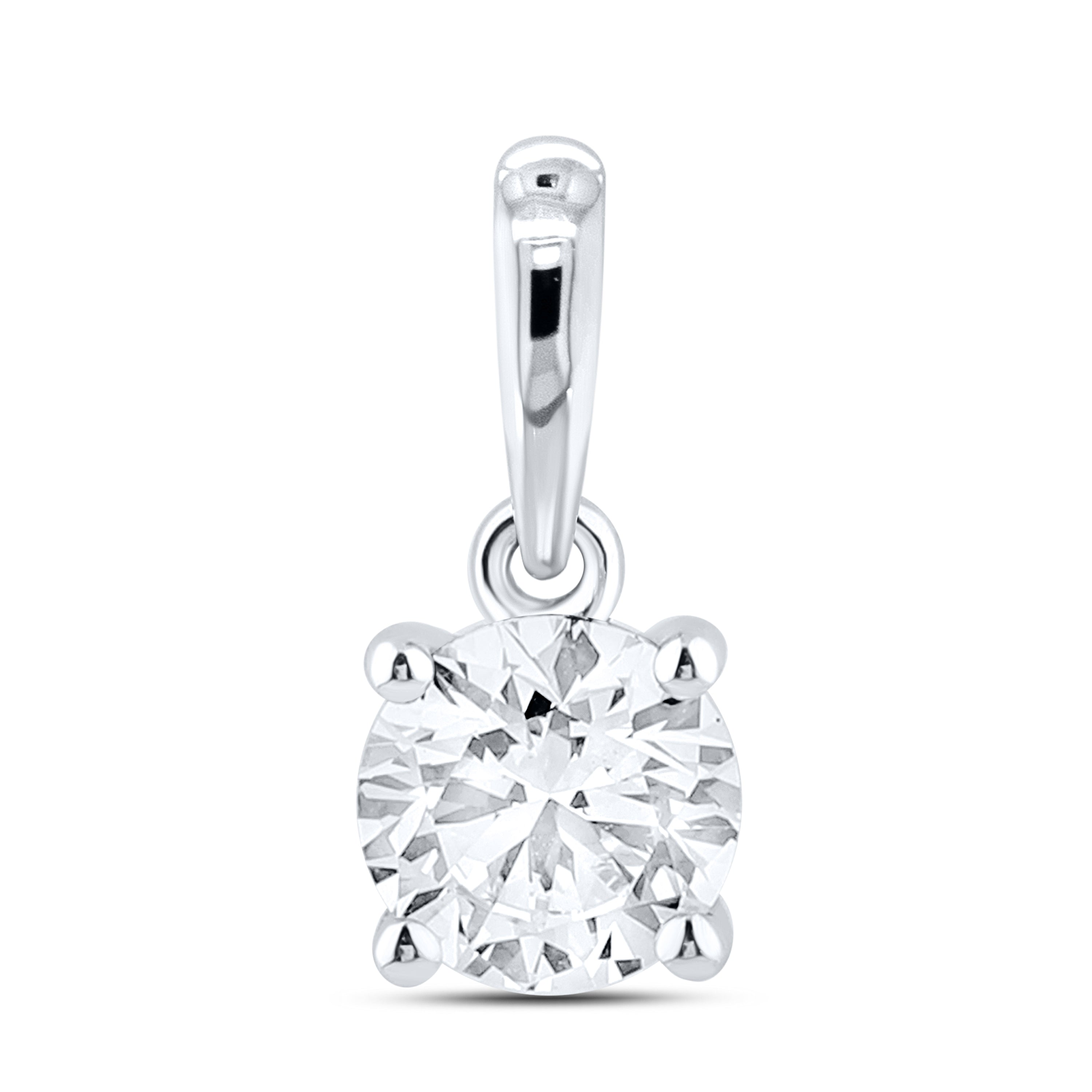 14kt White Gold 0.63 CTW Round Shape Lab diamond Pendant