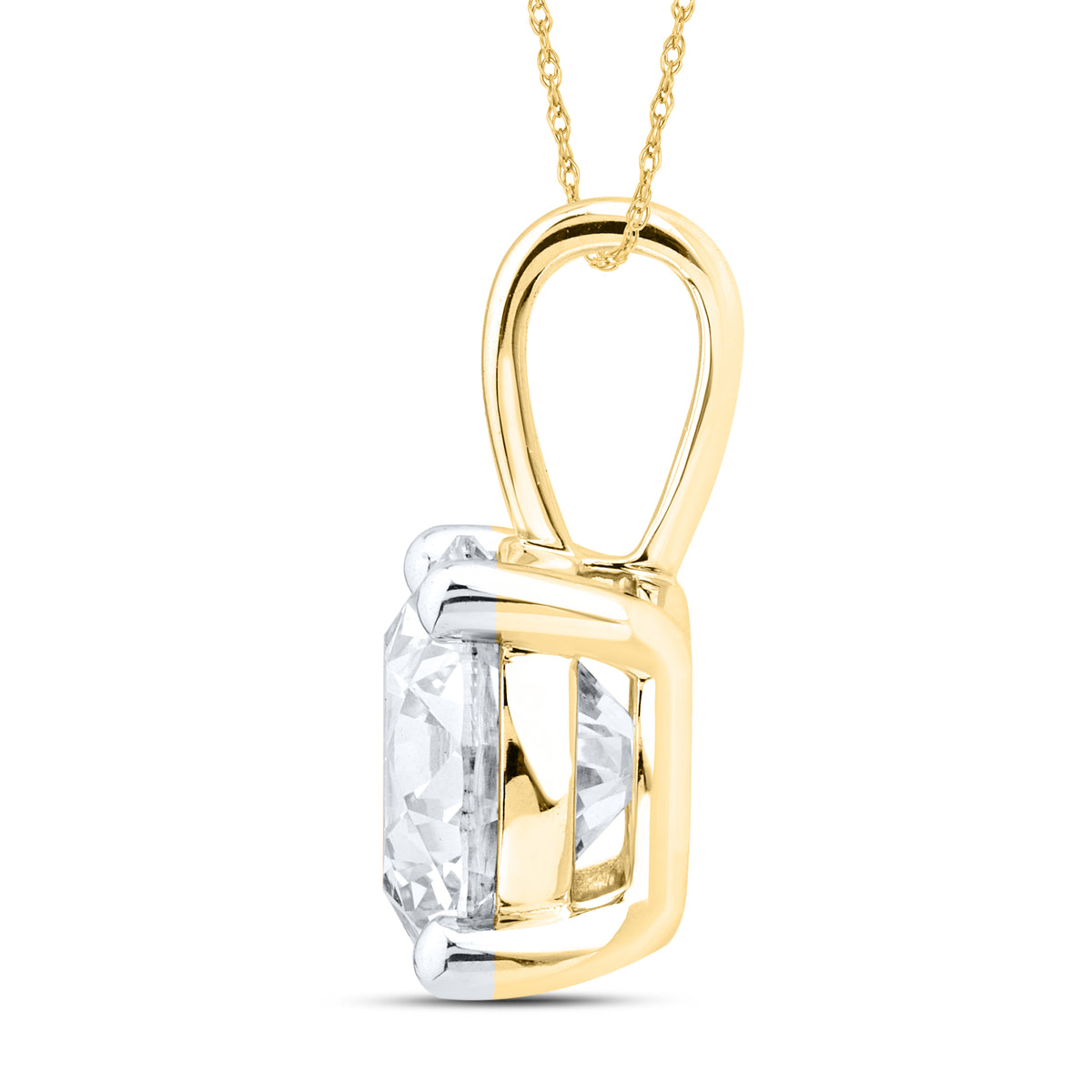 14kt Yellow Gold 2.04 CTW Round Shape Lab diamond  Pendant