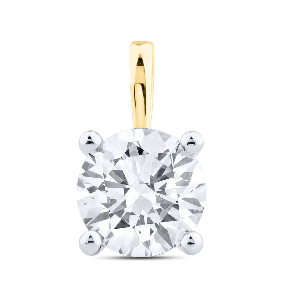 14kt Yellow Gold 2.04 CTW Round Shape Lab diamond  Pendant