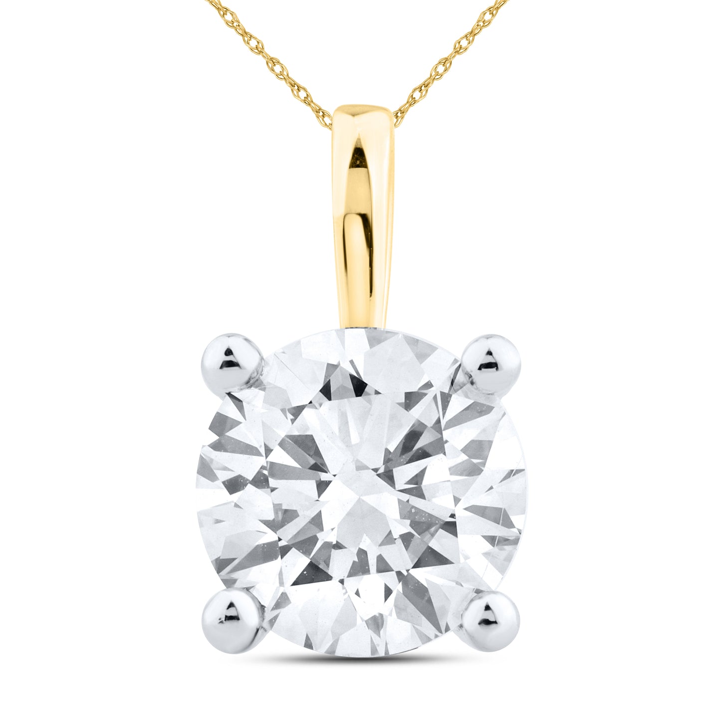 14kt Yellow Gold 2.04 CTW Round Shape Lab diamond  Pendant