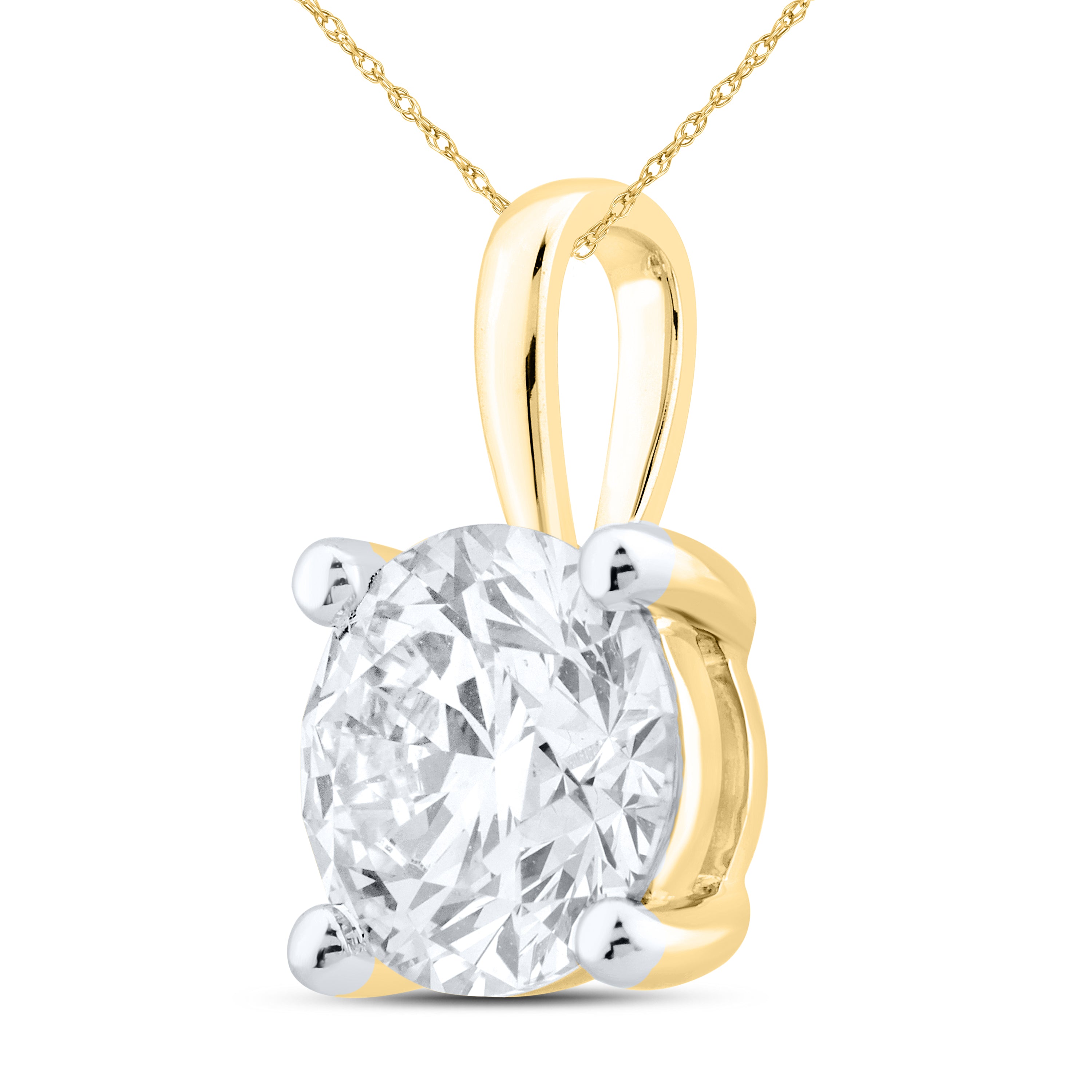 14kt Yellow Gold 2.04 CTW Round Shape Lab diamond  Pendant