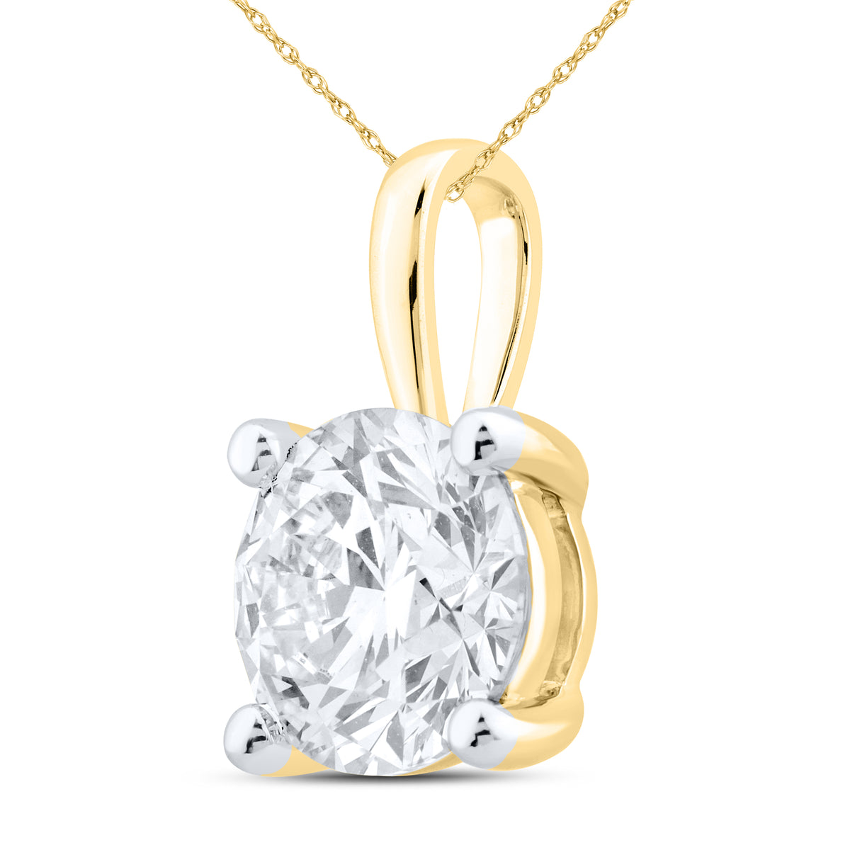 14kt Yellow Gold 2.04 CTW Round Shape Lab diamond  Pendant
