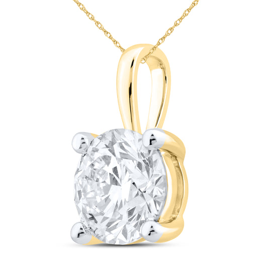14kt Yellow Gold 2.04 CTW Round Shape Lab diamond  Pendant