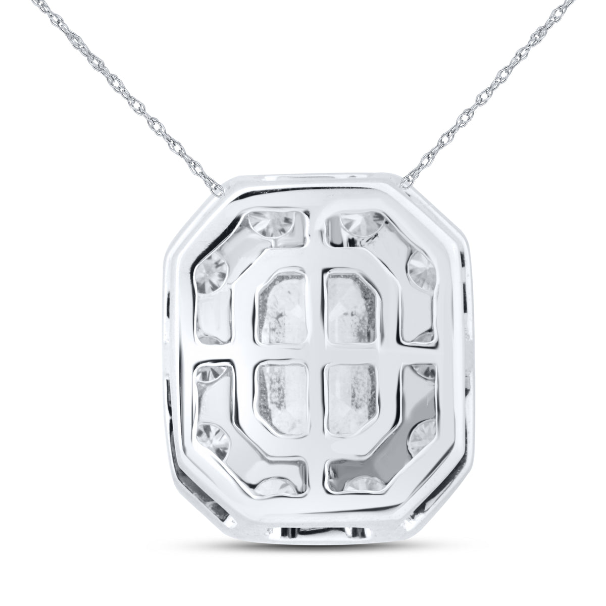 14kt White Gold 1.05 CTW Lab Diamond Emerald Shape  Pendant