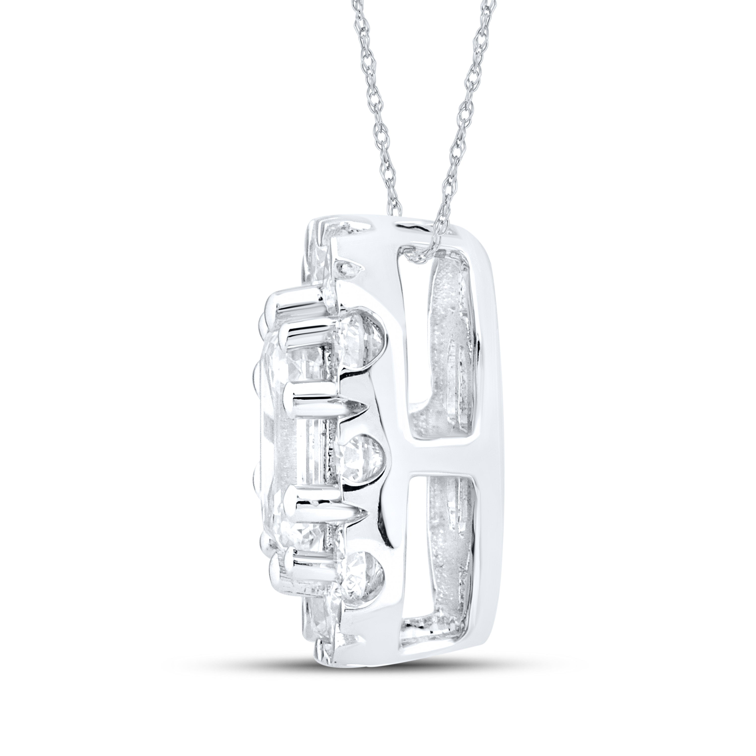 14kt White Gold 1.05 CTW Lab Diamond Emerald Shape  Pendant