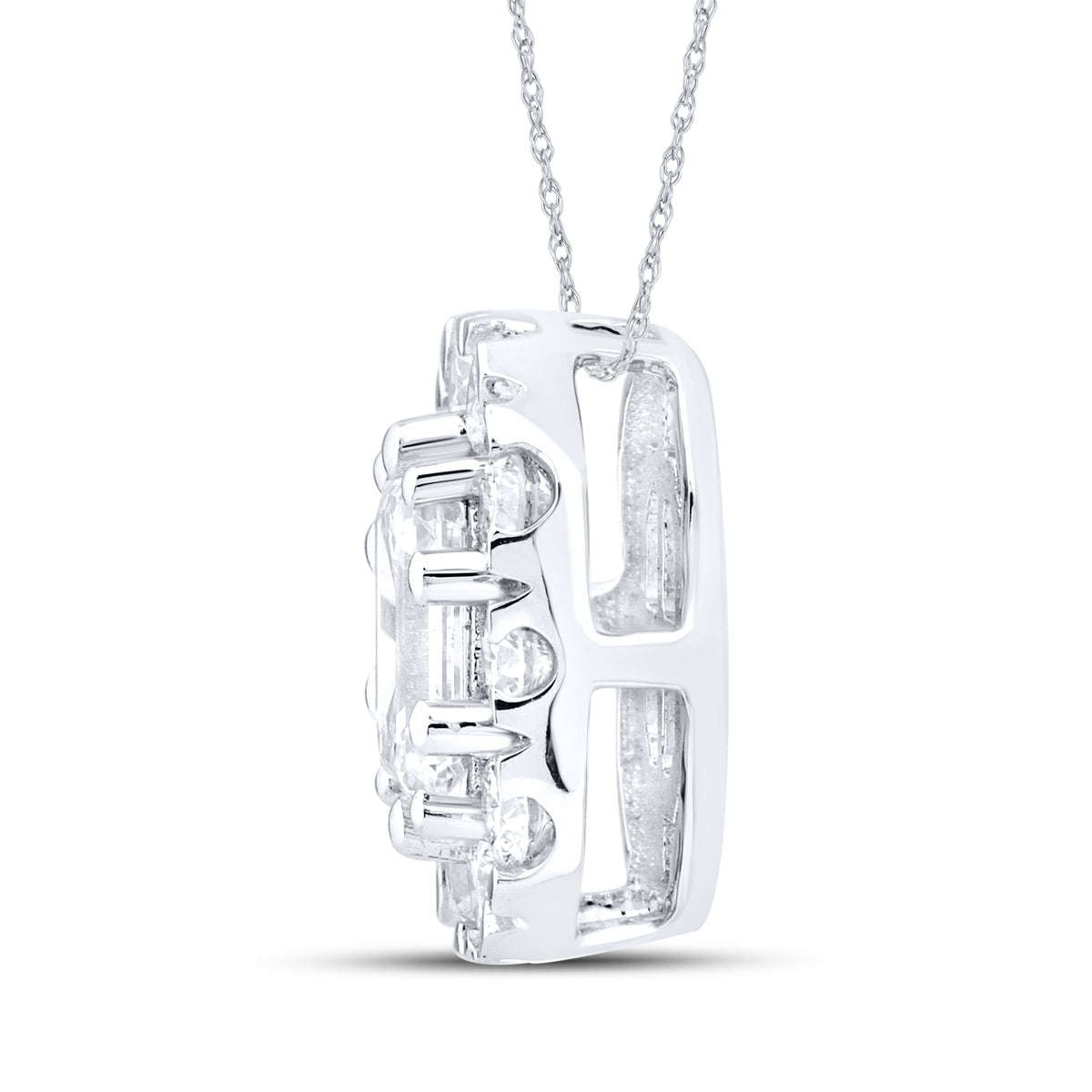 14kt White Gold 1.05 CTW Lab Diamond Emerald Shape  Pendant