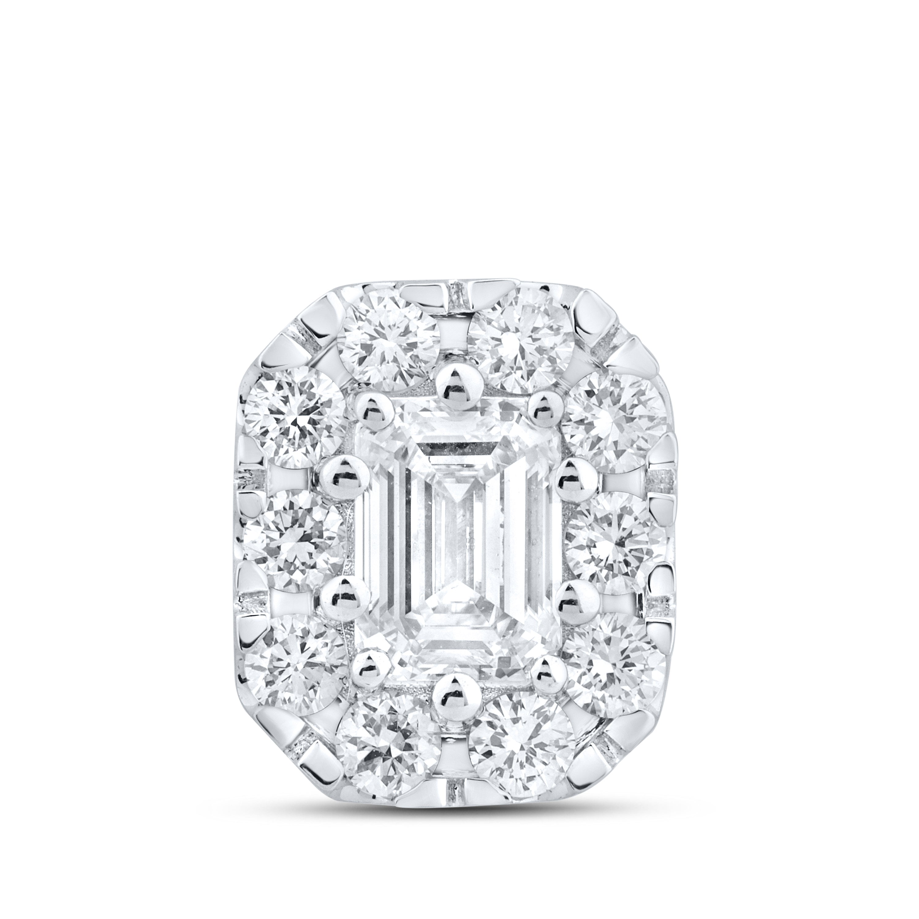 14kt White Gold 1.05 CTW Lab Diamond Emerald Shape  Pendant