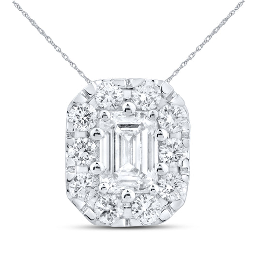 14kt White Gold 1.05 CTW Lab Diamond Emerald Shape  Pendant