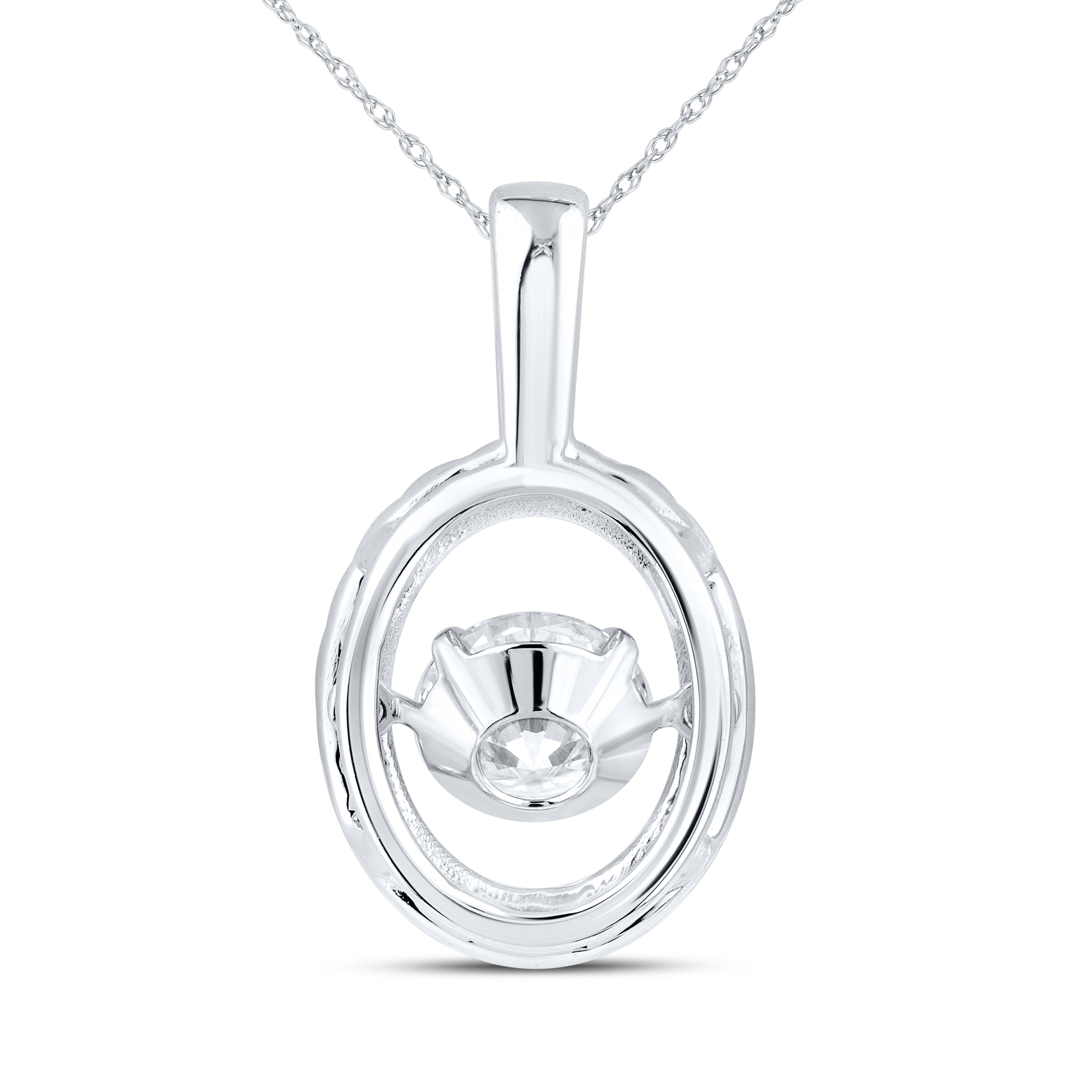 14K WHITE GOLD 1 CTW DANCING DIAMOND NECKLACE