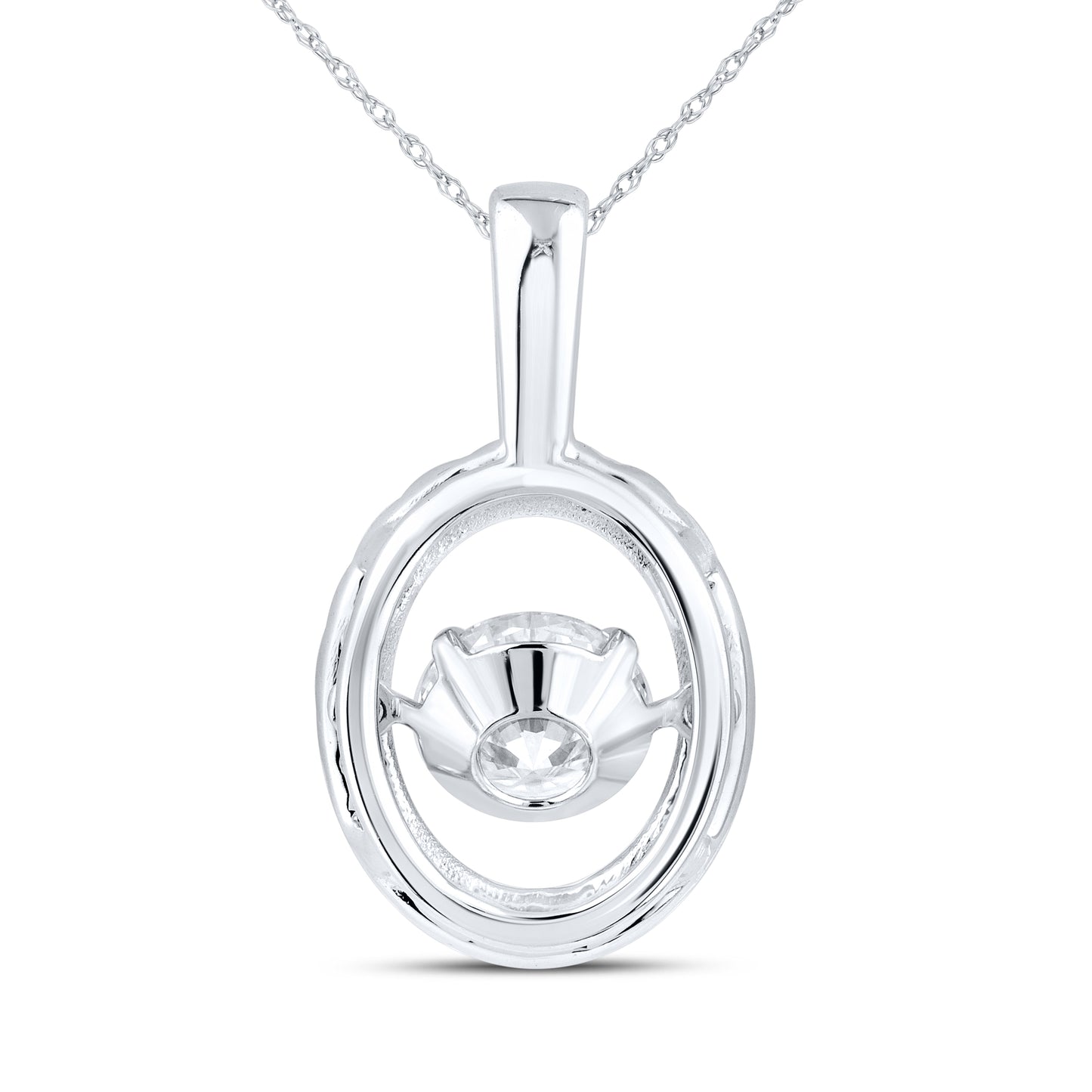 14K WHITE GOLD 1 CTW DANCING DIAMOND NECKLACE