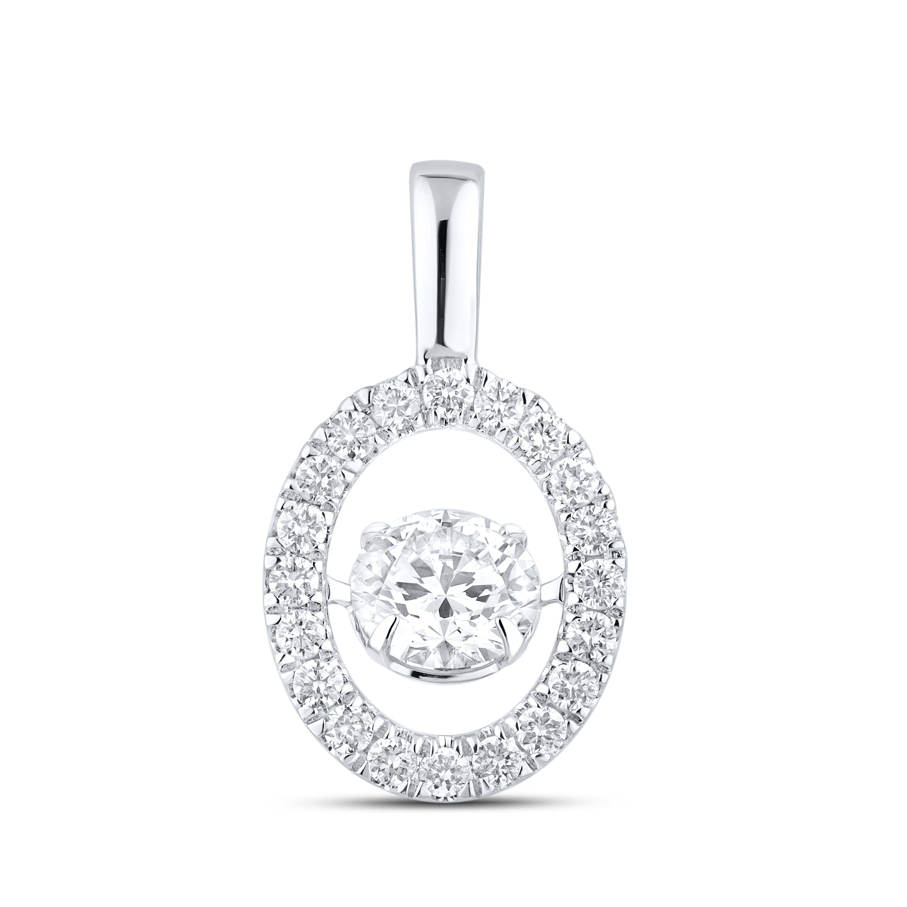 14K WHITE GOLD 1 CTW DANCING DIAMOND NECKLACE