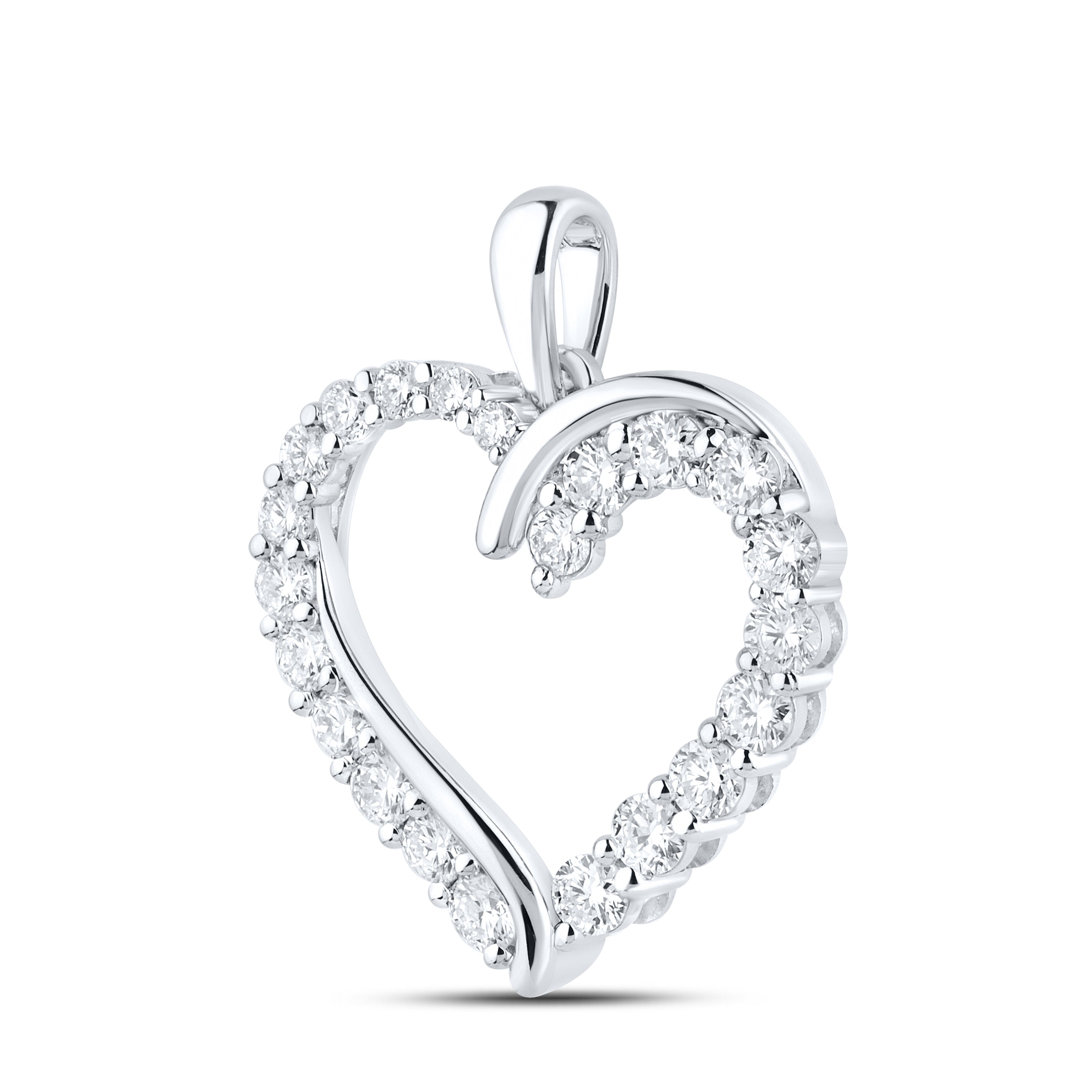 14KT WHITE GOLD LAB DIAMOND 1.04  CTW HEART NECKLACE