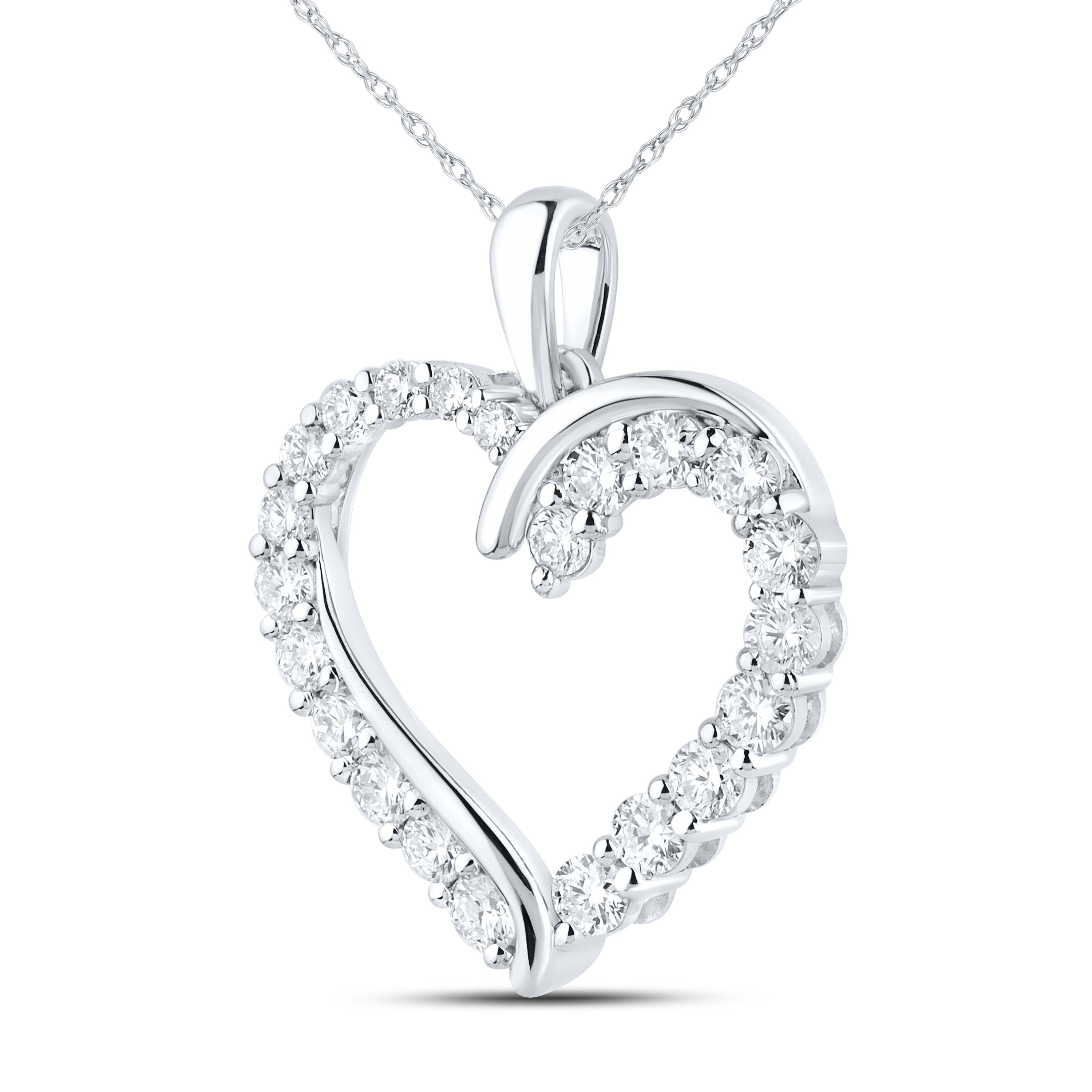 14KT WHITE GOLD LAB DIAMOND 1.04  CTW HEART NECKLACE