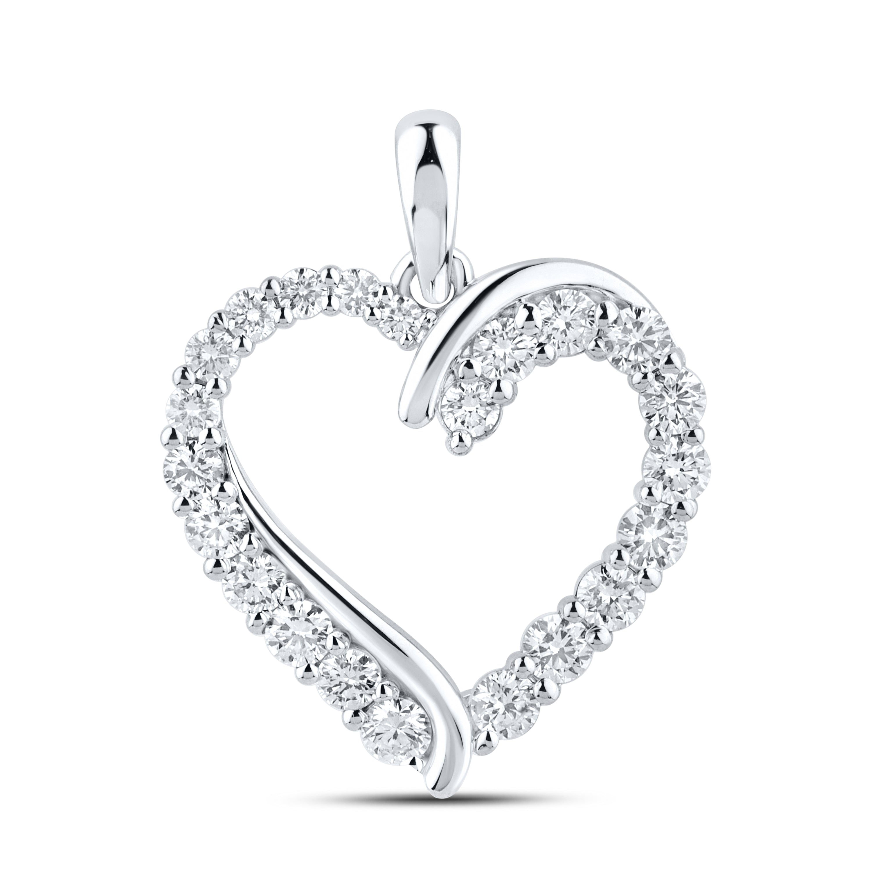 14KT WHITE GOLD LAB DIAMOND 1.04  CTW HEART NECKLACE