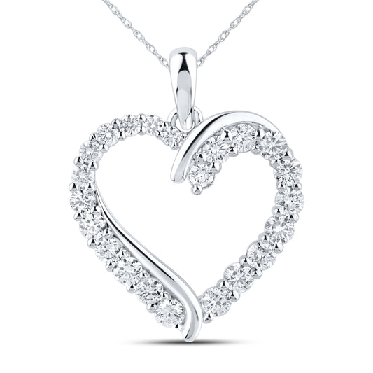 14KT WHITE GOLD LAB DIAMOND 1.04  CTW HEART NECKLACE