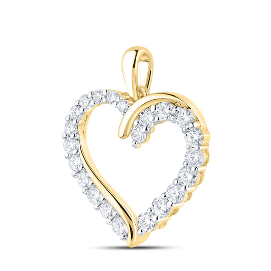 14KT YELLOW GOLD LAB DIAMOND 1.04  CTW HEART NECKLACE