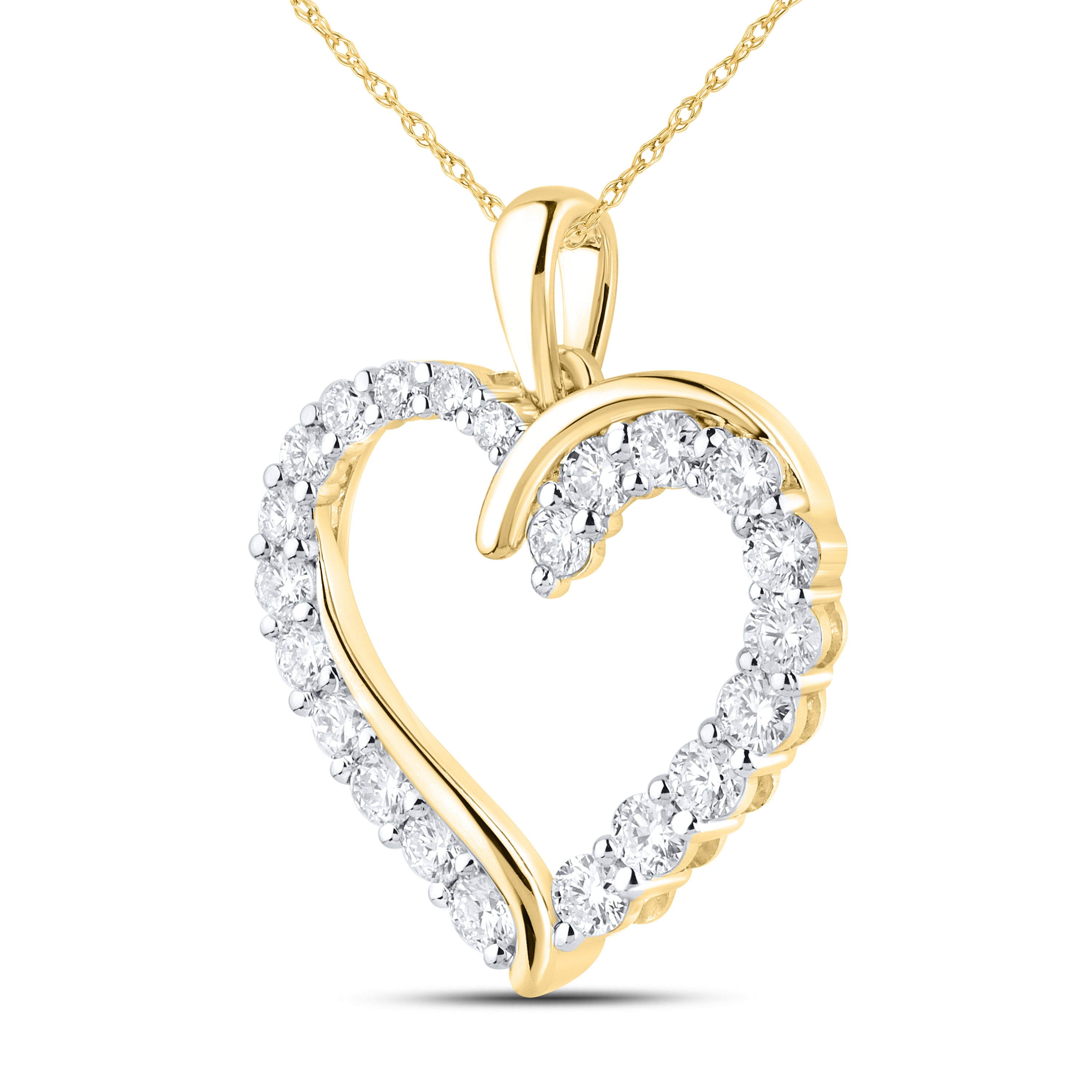 14KT YELLOW GOLD LAB DIAMOND 1.04  CTW HEART NECKLACE