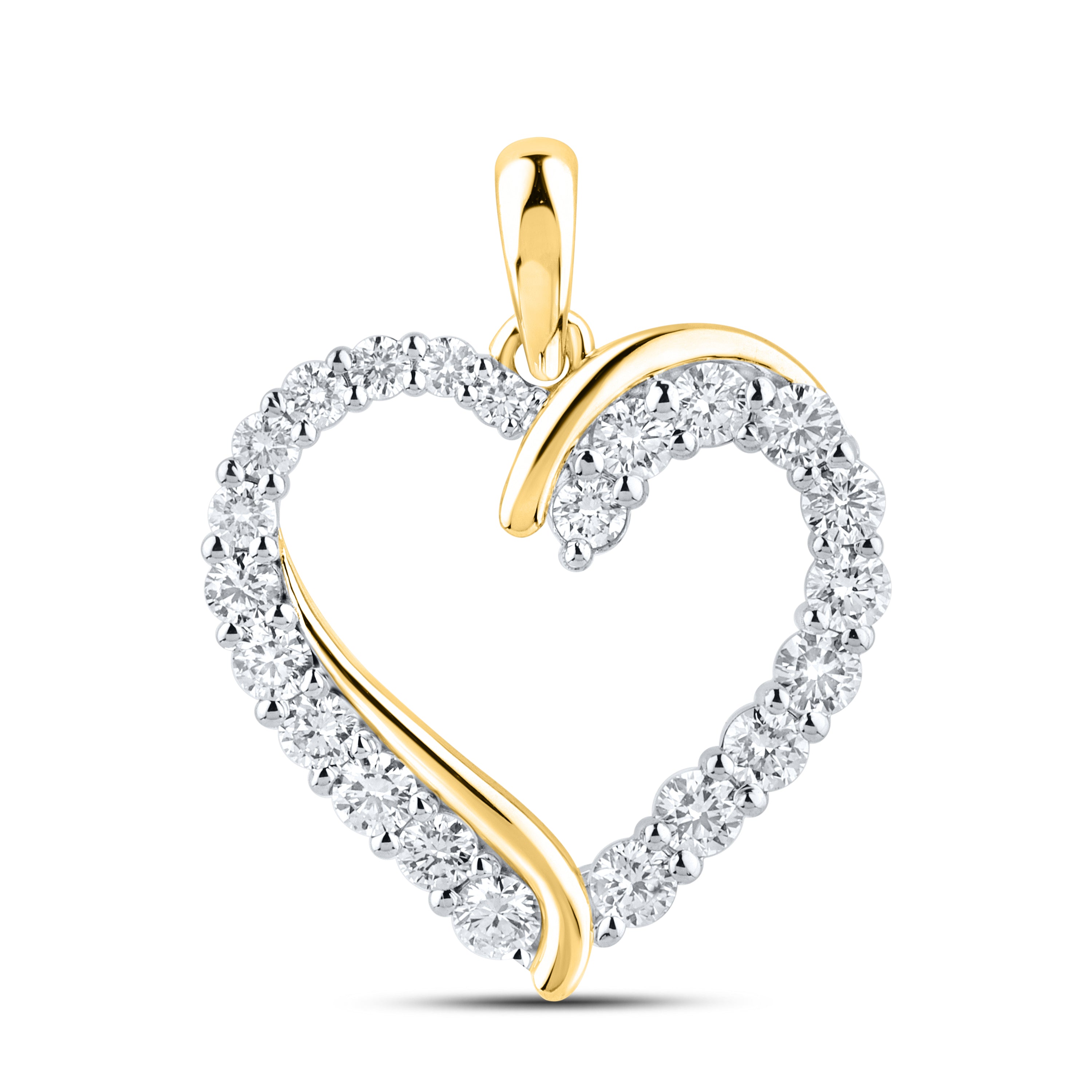 14KT YELLOW GOLD LAB DIAMOND 1.04  CTW HEART NECKLACE