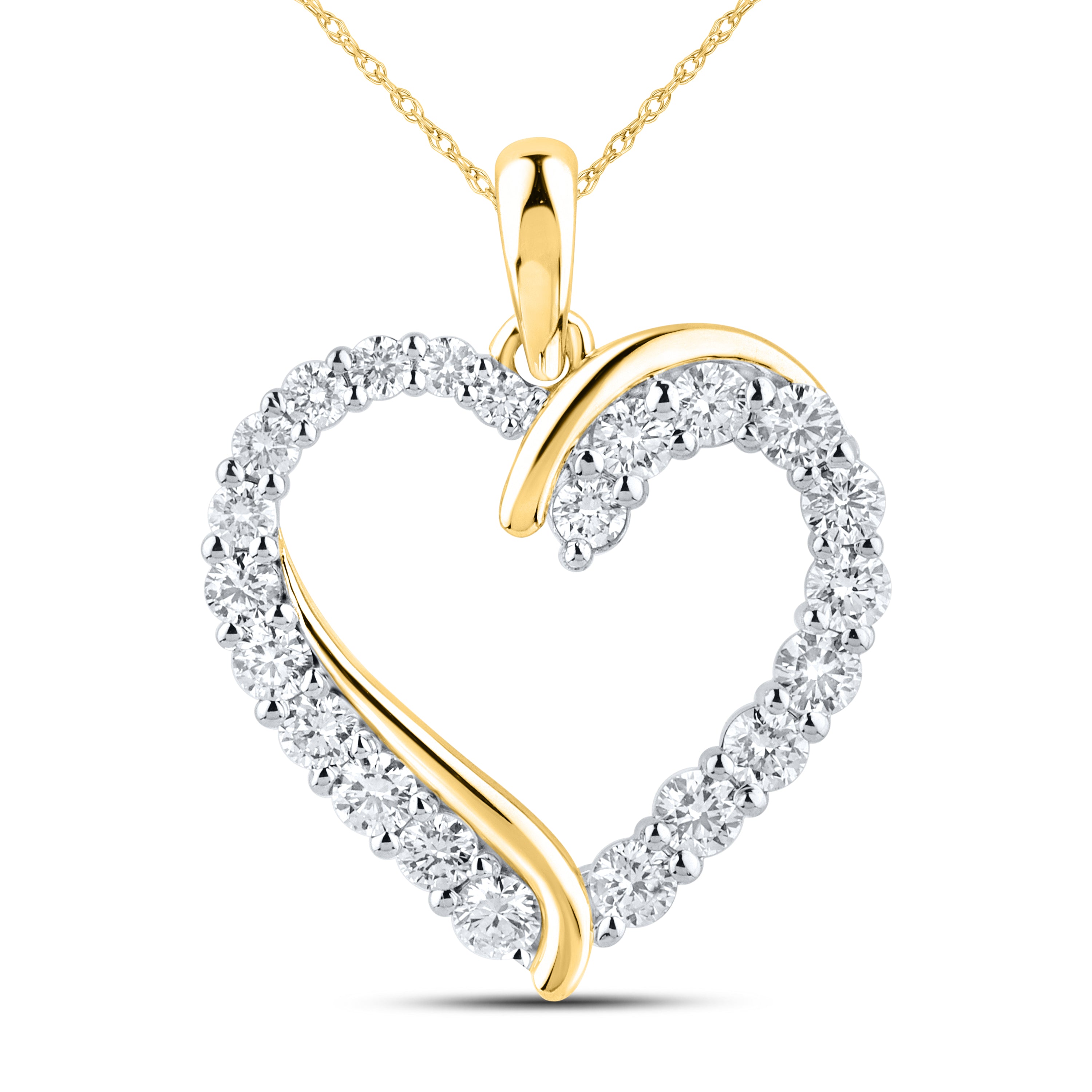 14KT YELLOW GOLD LAB DIAMOND 1.04  CTW HEART NECKLACE