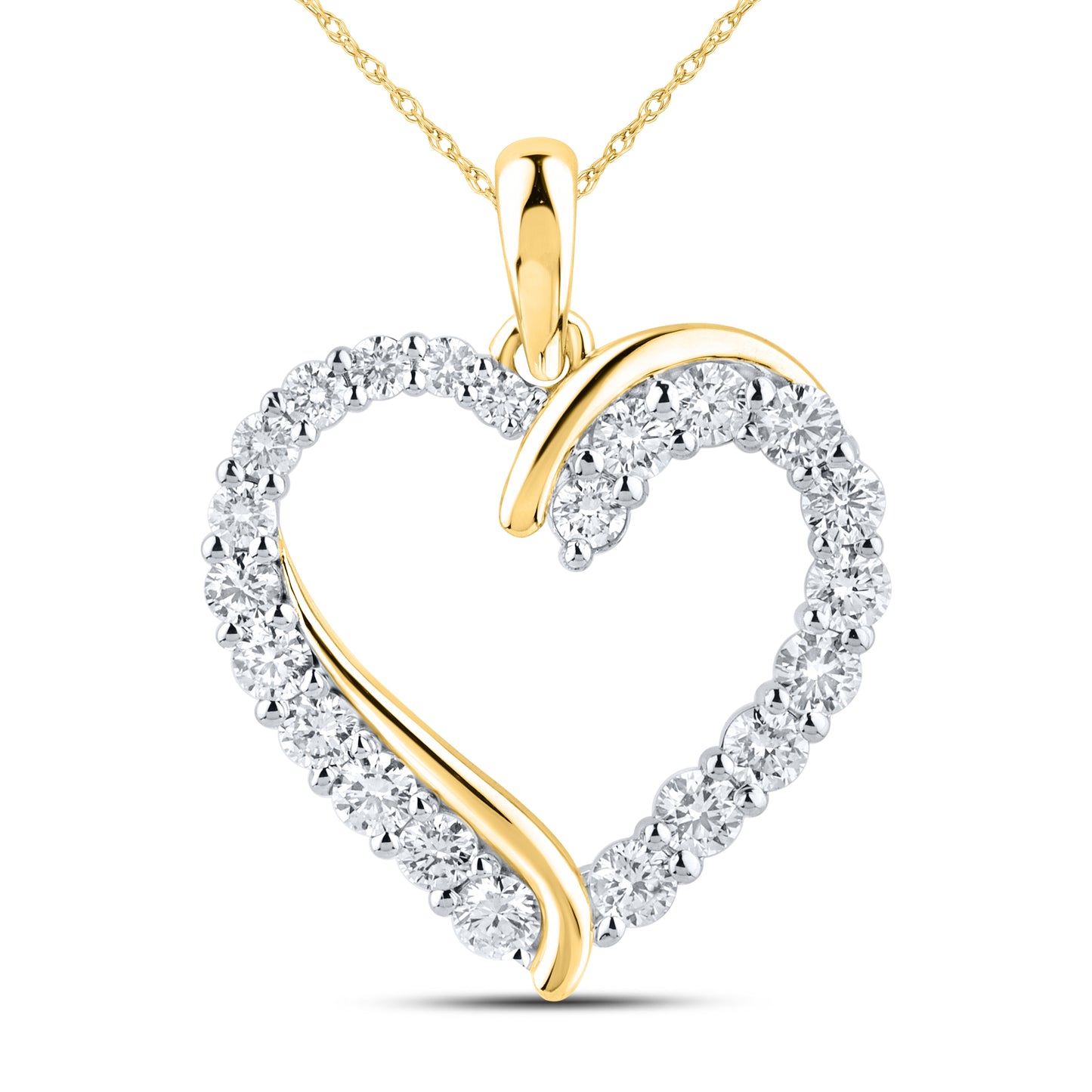 14KT YELLOW GOLD LAB DIAMOND 1.04  CTW HEART NECKLACE