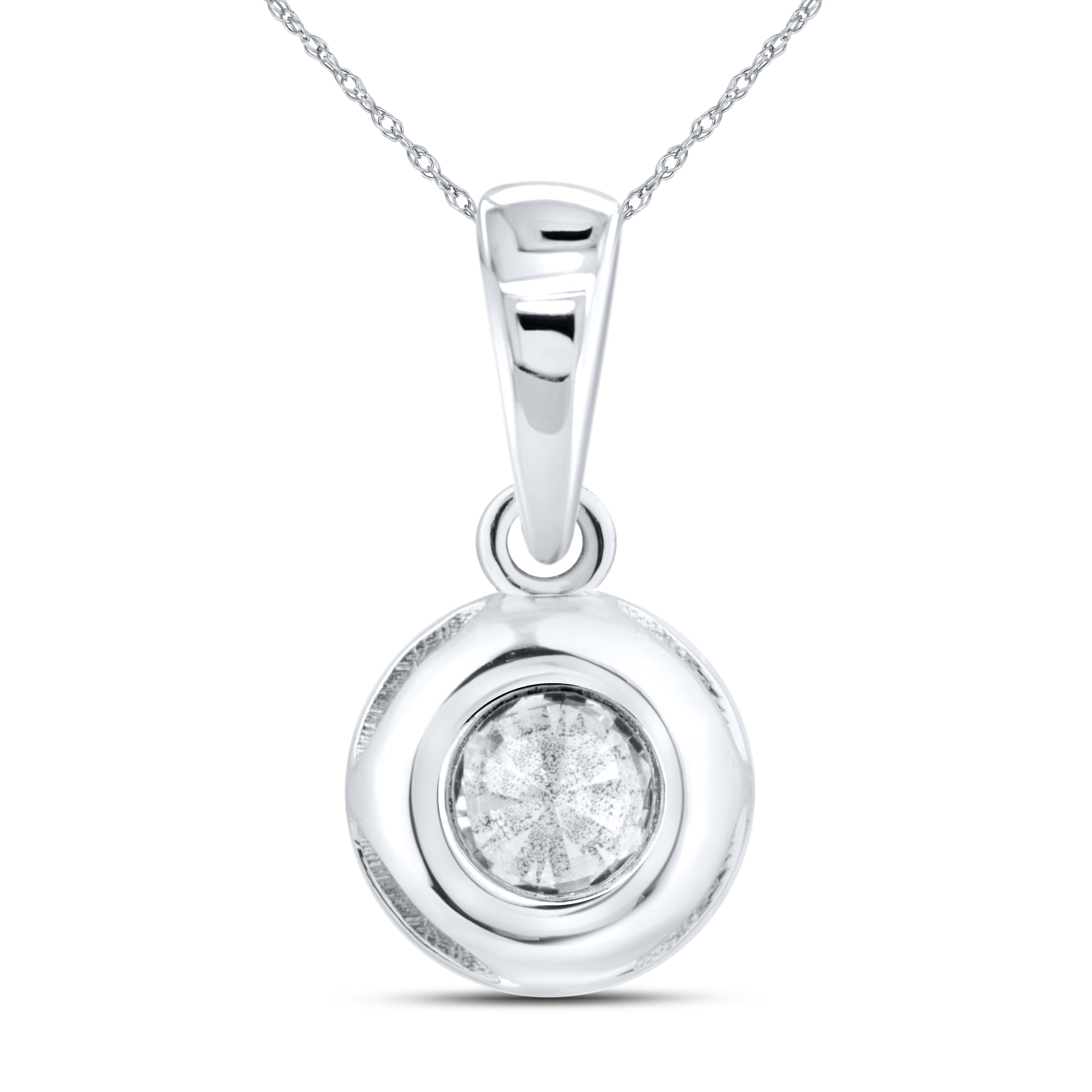 14kt White Gold 0.20 CTW Lab Diamond Solitaire Pendant