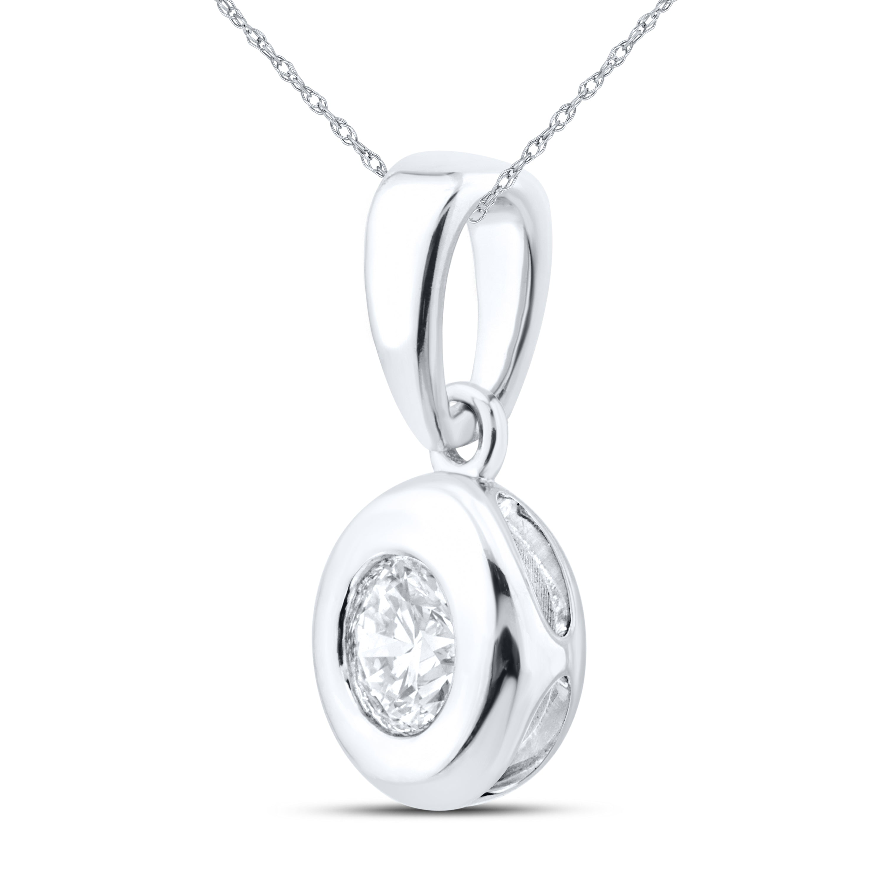 14kt White Gold 0.20 CTW Lab Diamond Solitaire Pendant