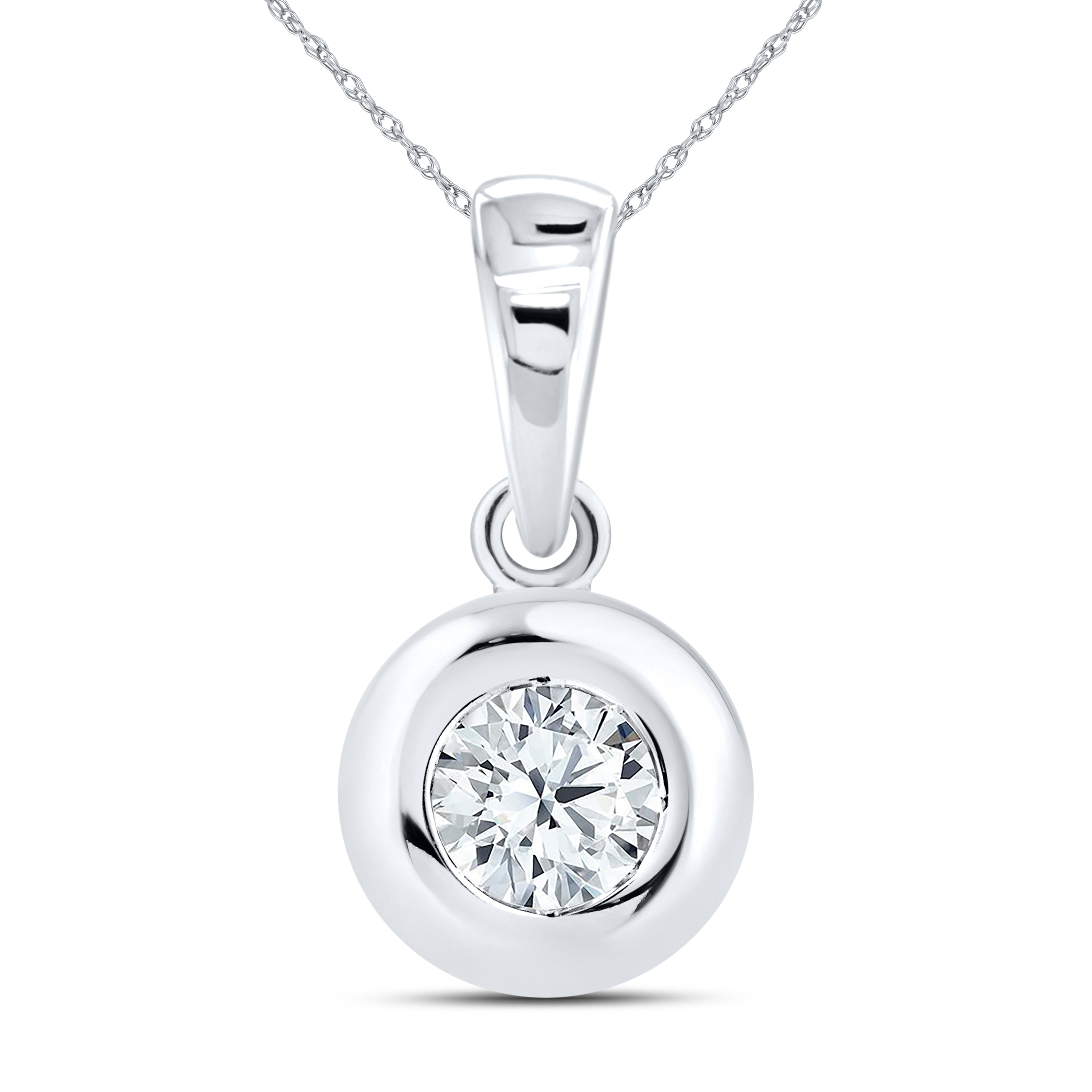 14kt White Gold 0.20 CTW Lab Diamond Solitaire Pendant