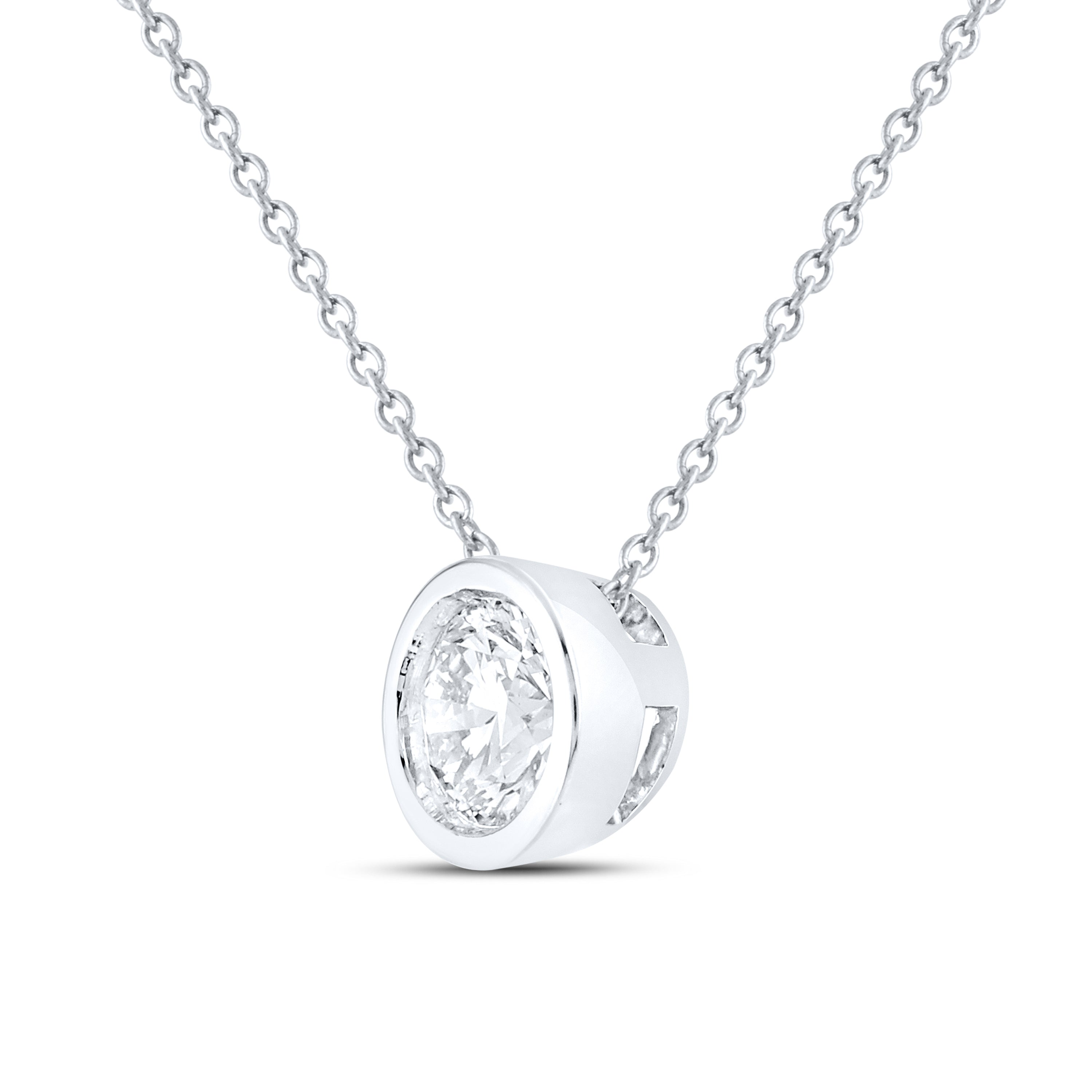 14kt White Gold 0.50 CTW Lab Diamond Solitaire Pendant