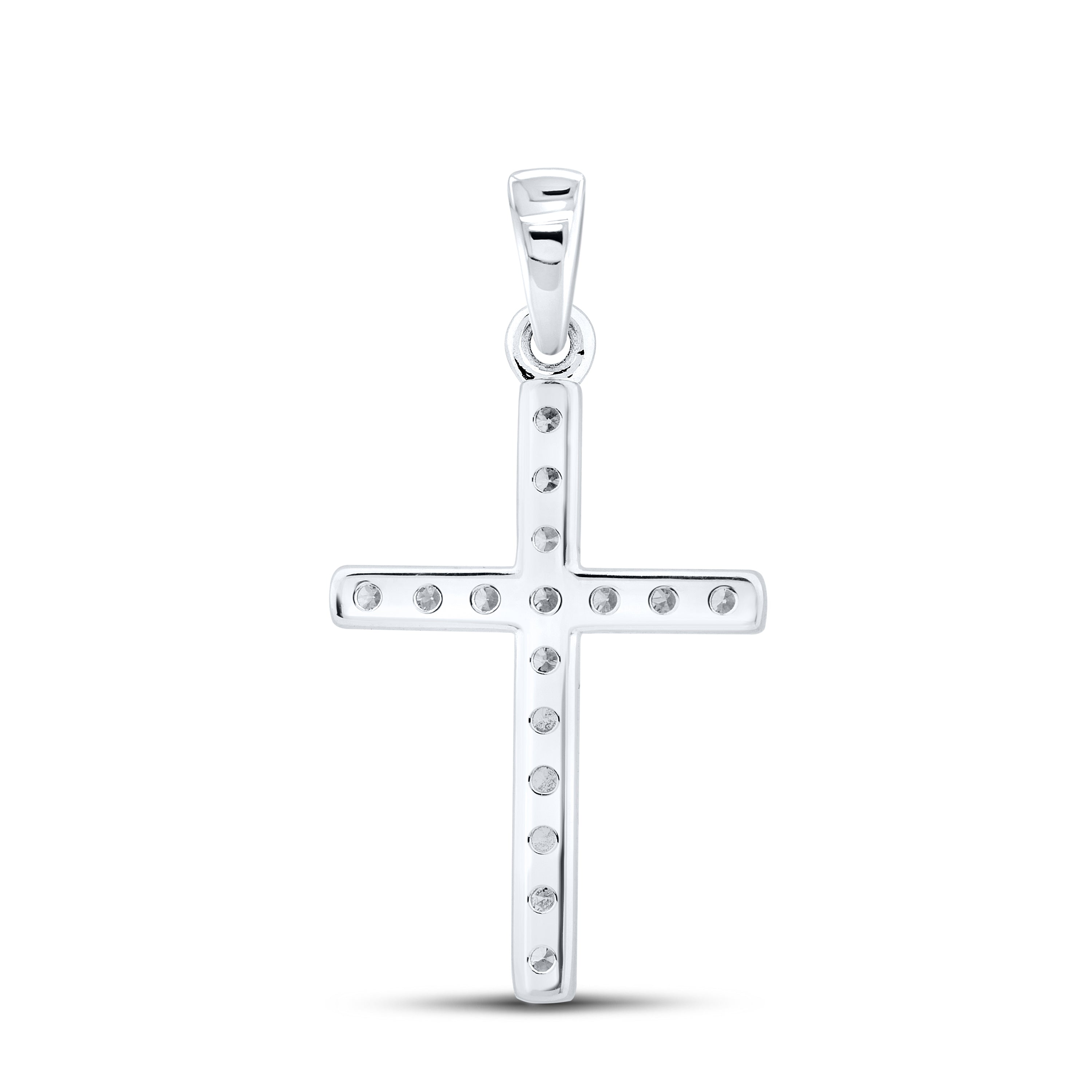 14kt White Gold 0.53 CTW Lab Diamond Cross Pendant