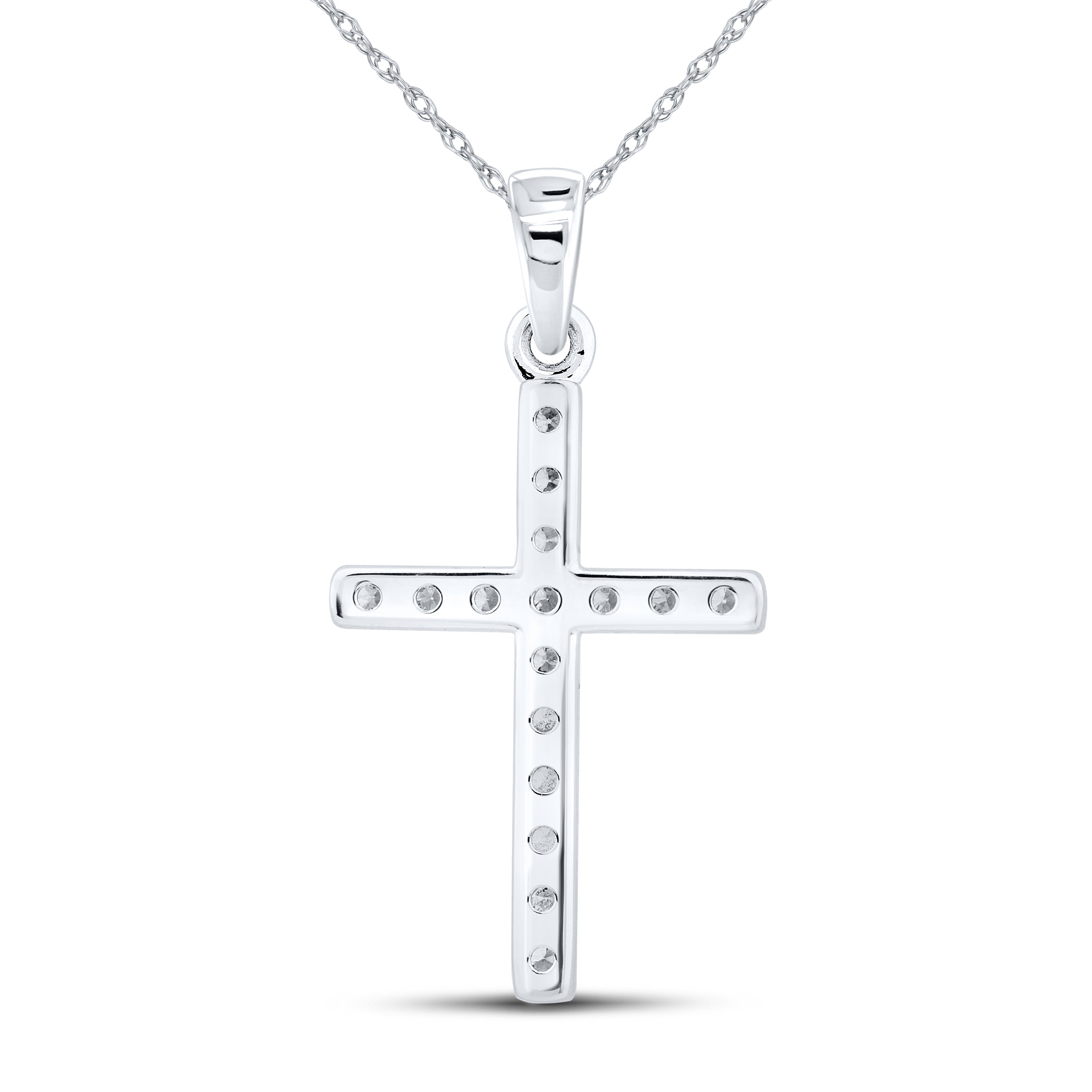 14kt White Gold 0.53 CTW Lab Diamond Cross Pendant