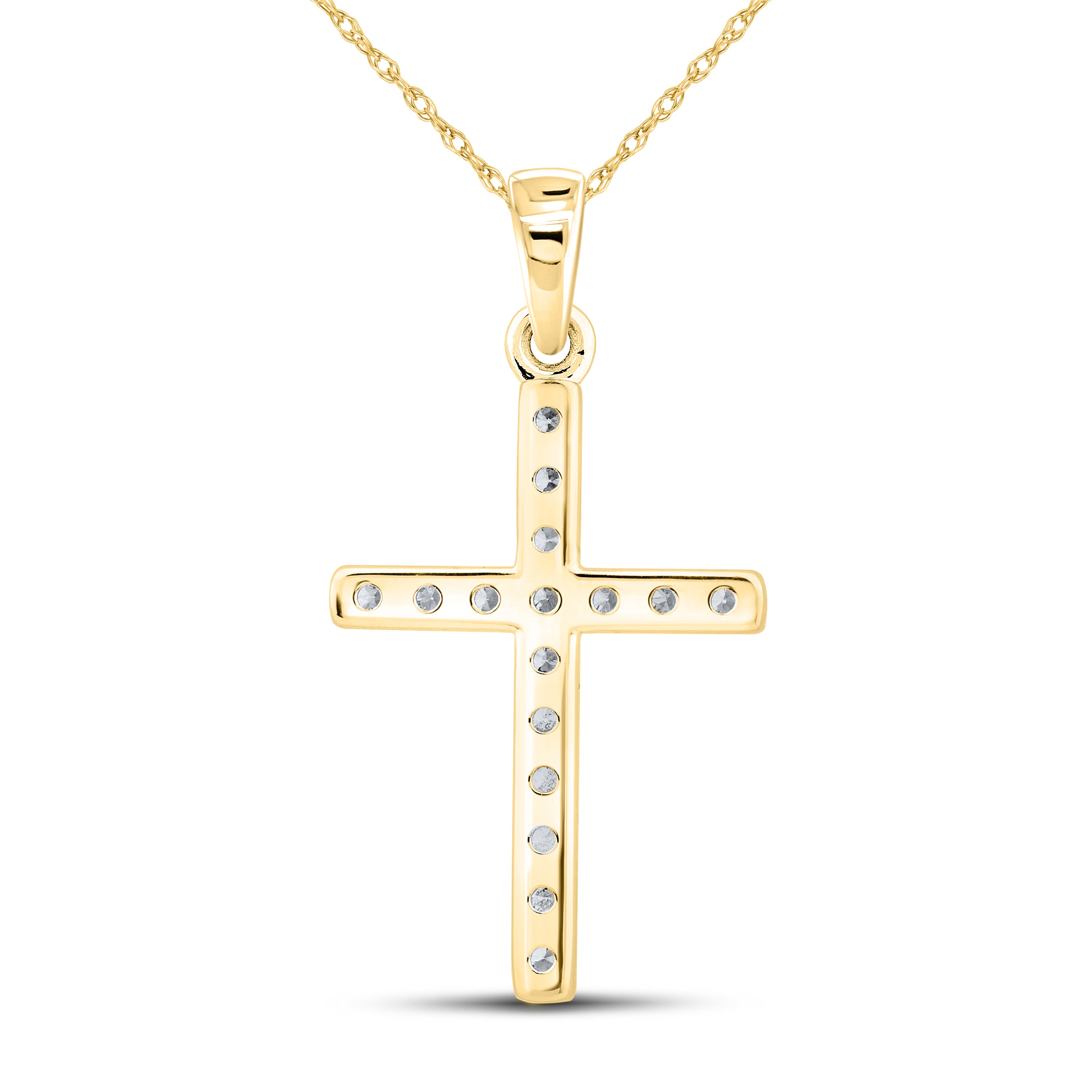 14KT YELLOW GOLD LAB DIAMOND 0.50 CTW CROSS NECKLACE