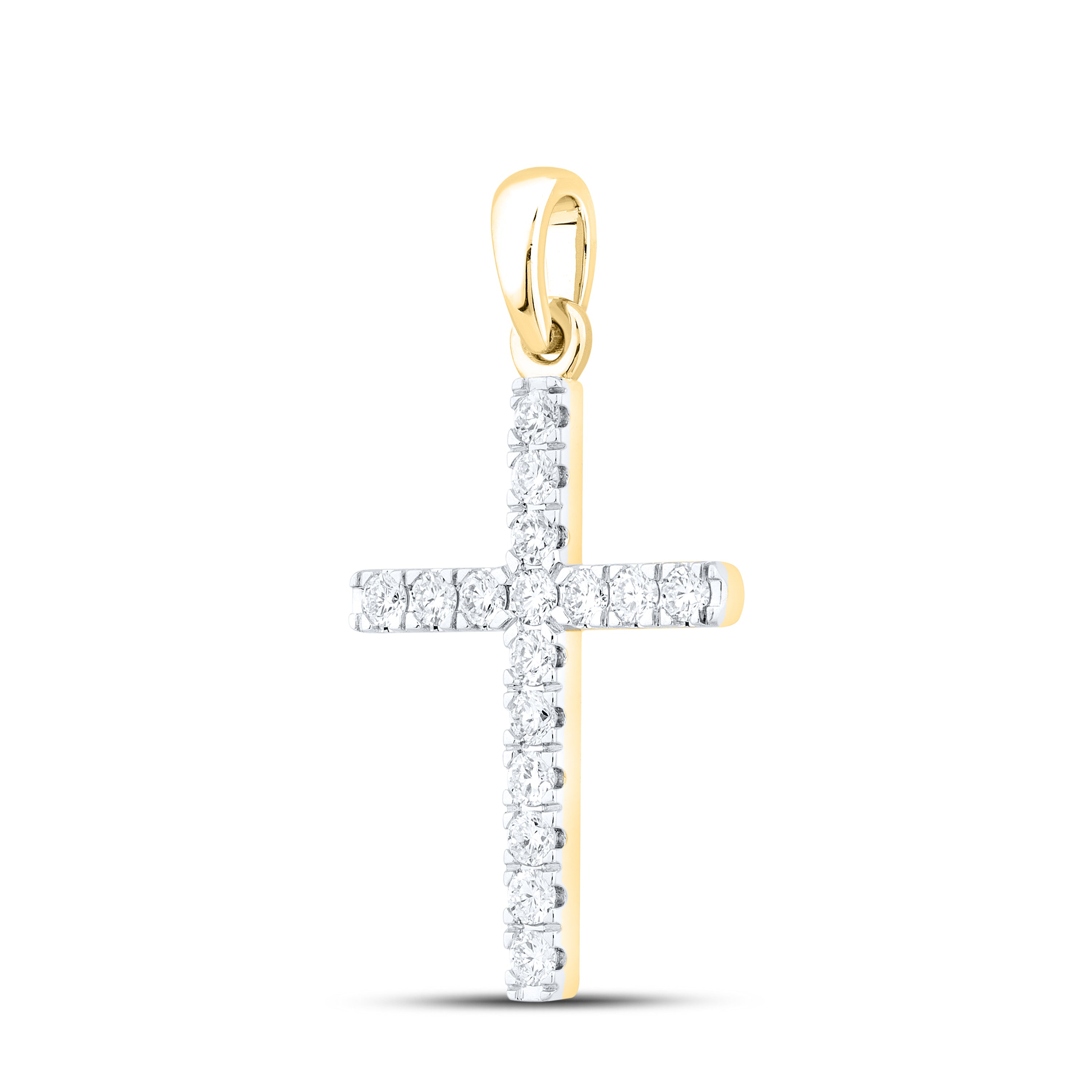 14KT YELLOW GOLD LAB DIAMOND 0.50 CTW CROSS NECKLACE